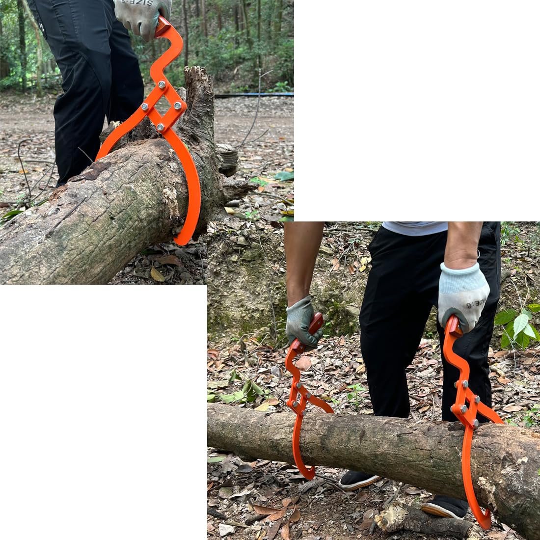 Wood Handle 2 Claw Skidding Tongs Non-Slip Grip, Log Lifting, Handling, Dragging & Carrying Tool (18 In)