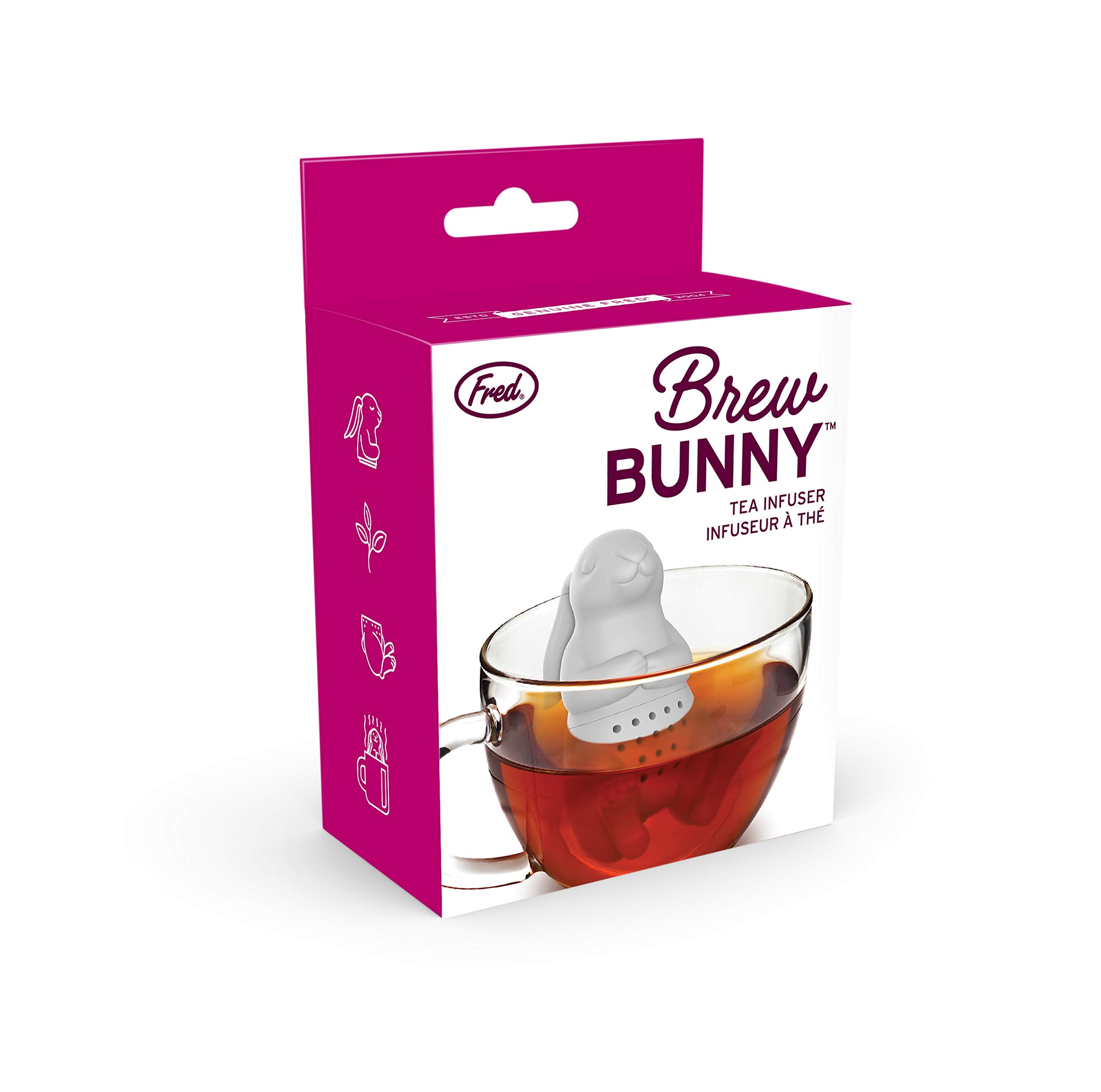 Genuine Fred Fred & Friends Fred 5216930 BREW BUNNY Rabbit Silicone Tea Infuser  Gray