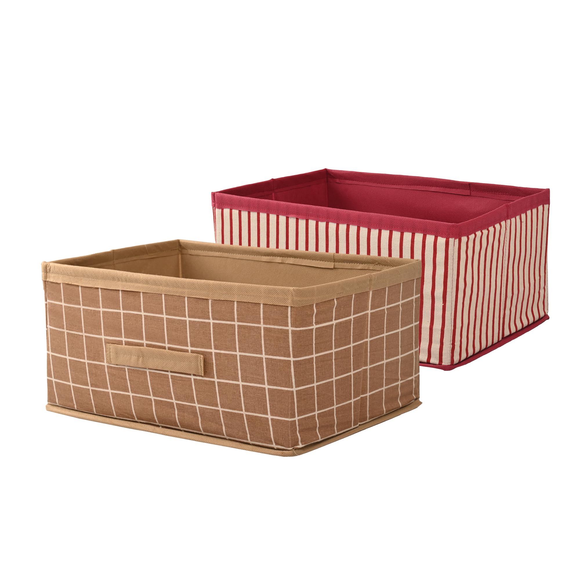 Kuber Industries Pack Of 2 Foldable MultiPurpose Cloth Organizer For Storage With Drawing Handle | Durable Organisers Storage B
