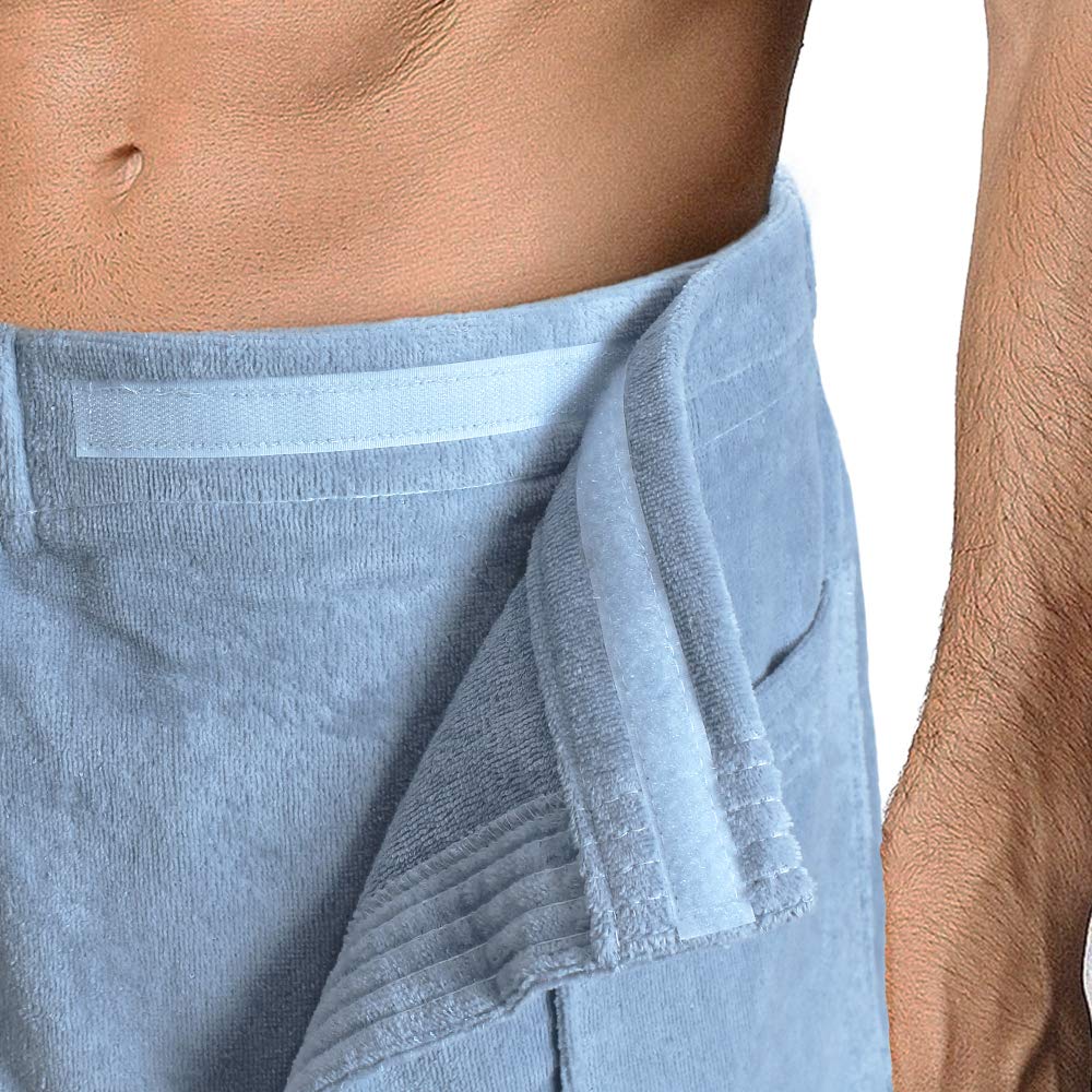 Turkish Cotton Terry Velour Adjustable Body Wrap Towel For Men (Black, One Size)