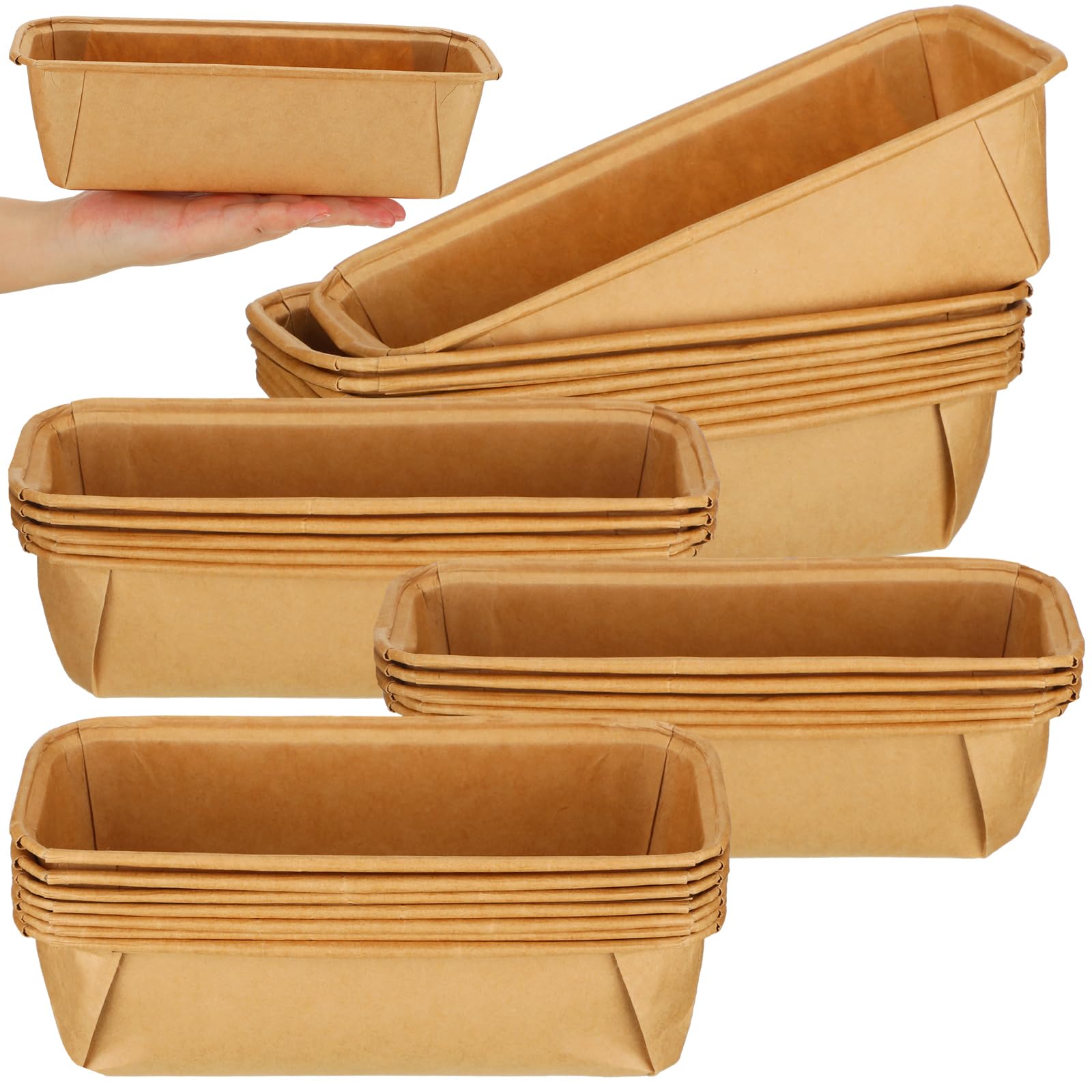 Mifoci 25 Pcs Paper Loaf Pans for Baking Disposable Bread Baking Pans Easy Kraft Paper Tart Mold for Microwave Freezer Oven Safe
