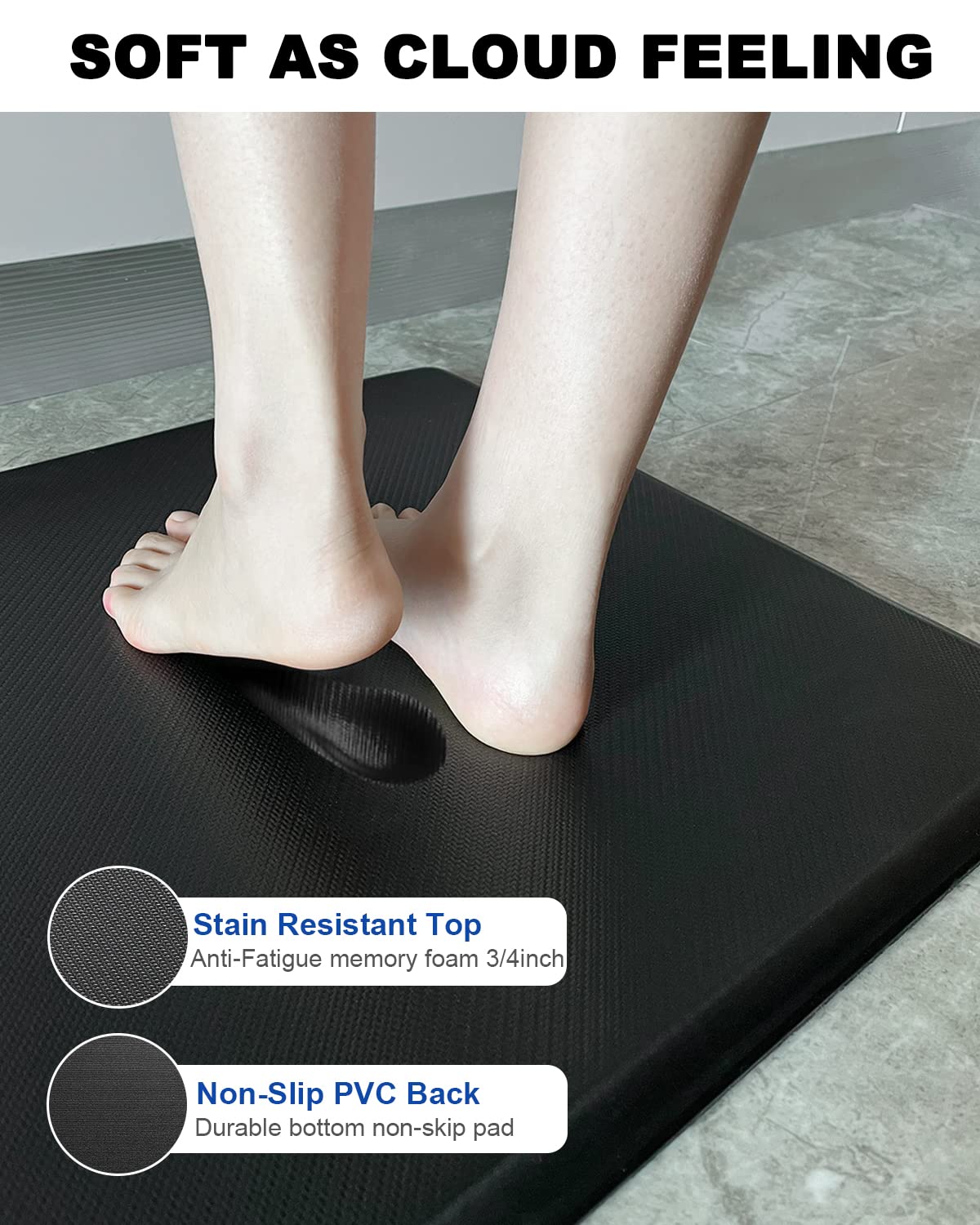Artnice Kitchen Floor Mat Cushioned Anti Fatigue, Waterproof Non-Slip Standing Desk Mat, 0.75'' Heavy Duty Comfort Kitchen Rugs