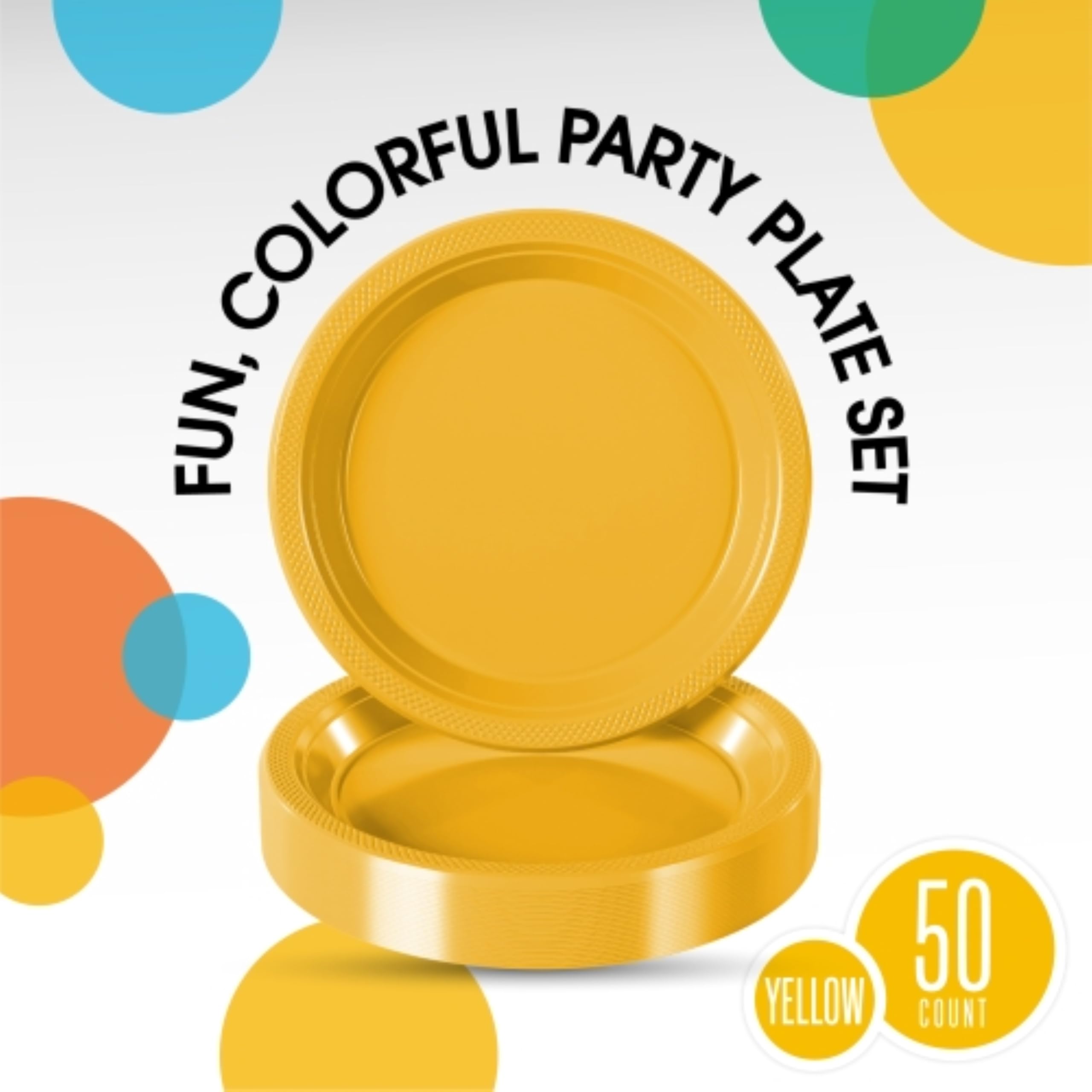 Exquisite Yellow Plastic Plates For Party 9 Yellow Disposable Plates For Party Supplies 50 Pcs Disposable Dinner Plate Heavy D