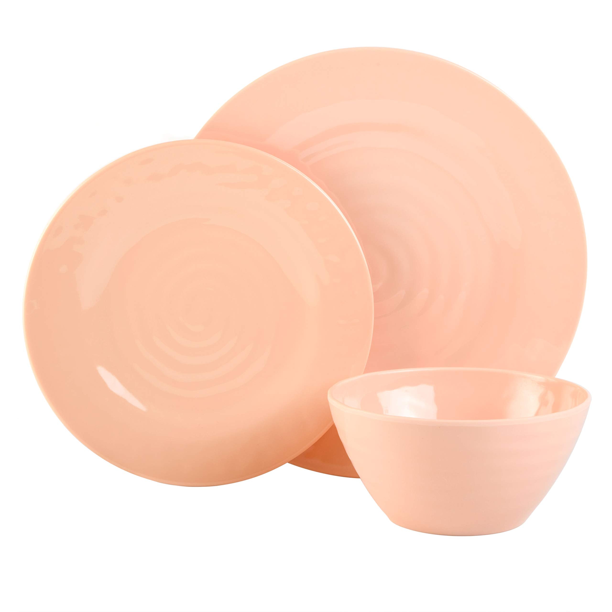 Gibson Home Brist Melamine Plastic Dinnerware Set, Service For Four (12Pcs), Pastels