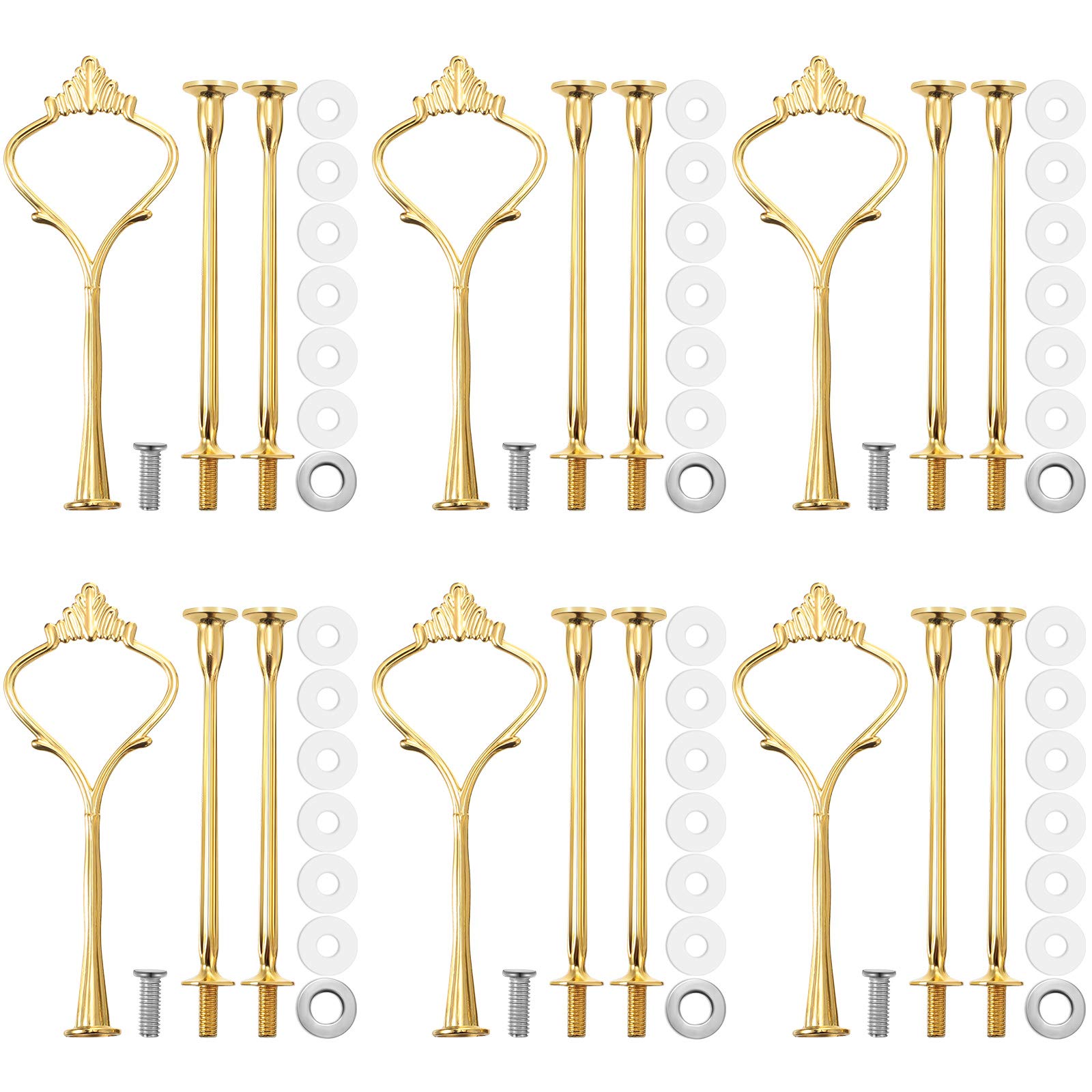 Patelai 12 Sets 3 Tier Cake Stand Hardware Tiered Tray Plate Hardware Kit Heavy Metal Cake Fruit Food Plate Stand Fitting Stacki