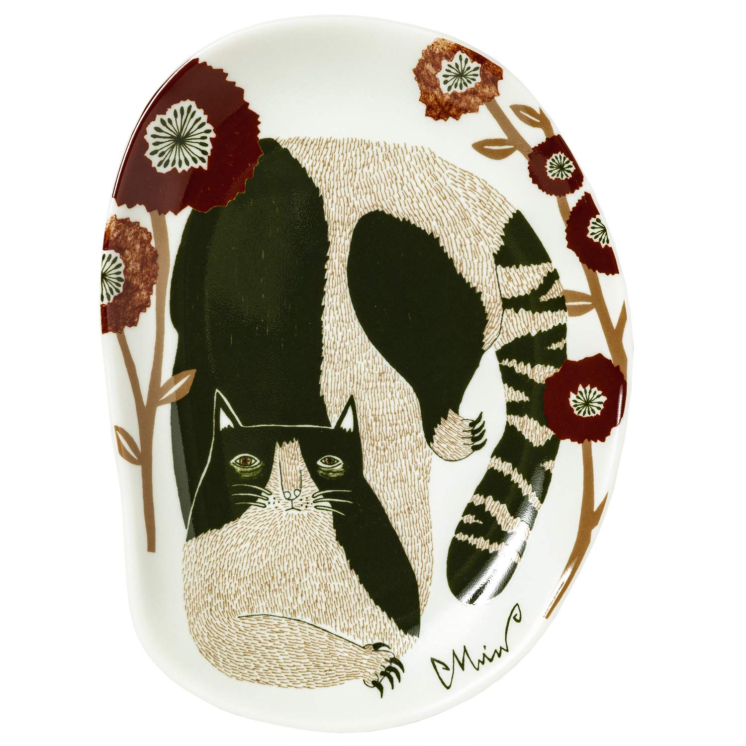 Kusubashi Mon Ori Morita MiW M-67957-00-2 Small Plate, Sunrise Cat in the Open Area, Made in Japan
