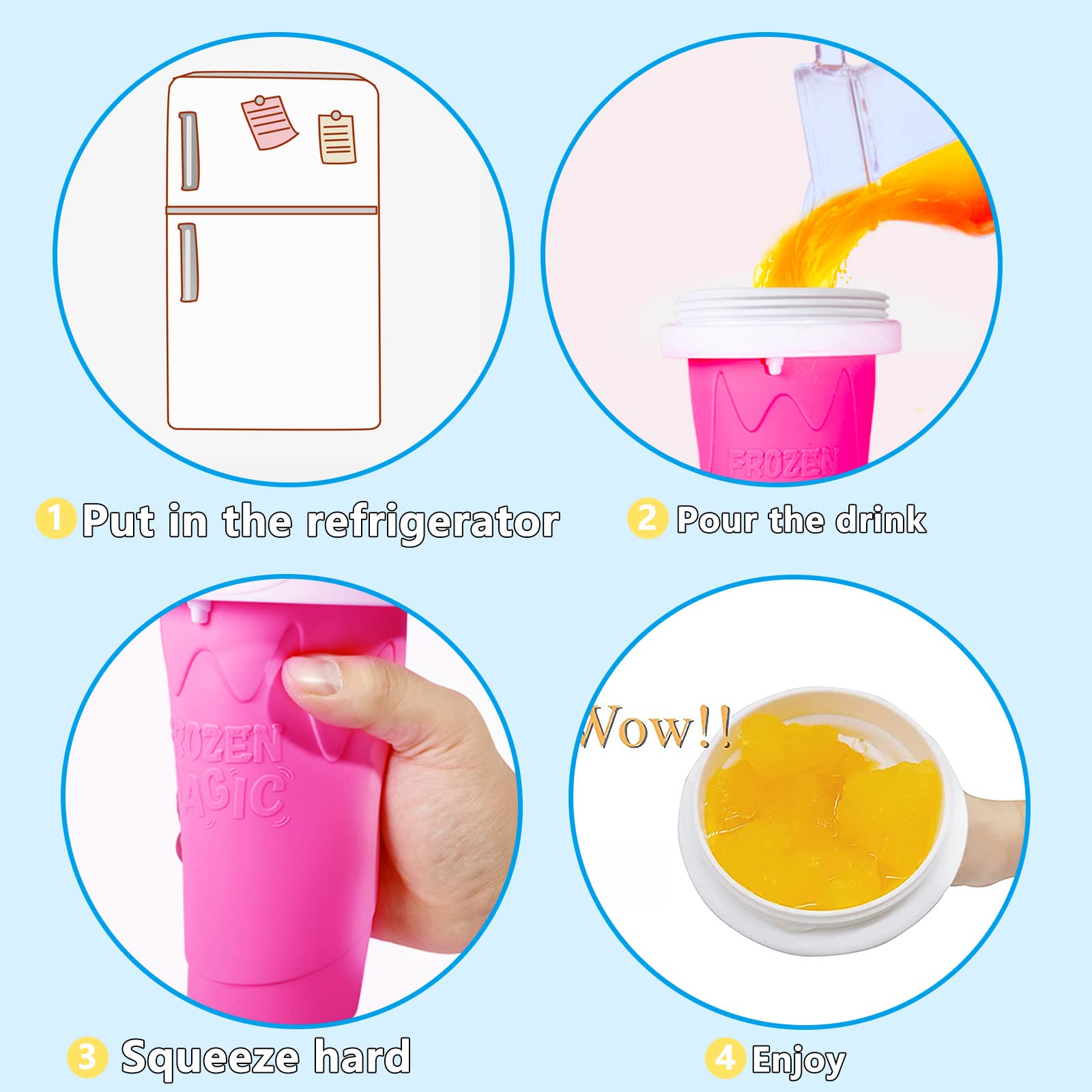 Cdbz Slushy Cup Slushie Cups,Slushie Machine Slushy Maker Cup,Slushie Cup Maker Squeeze Slushy Machines,Frozen Magic Slushy Cup