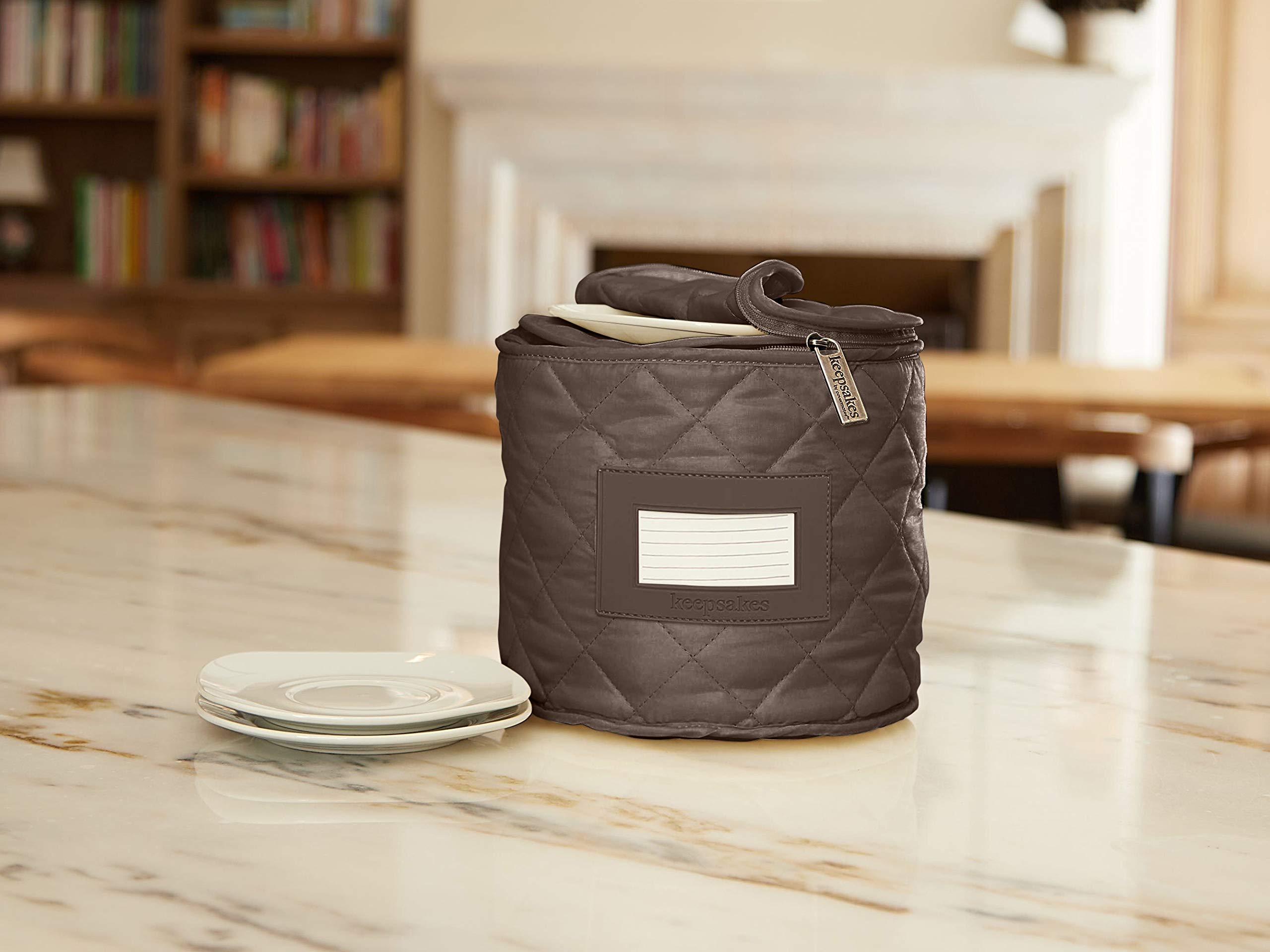 Covermates Keepsakes - Dish Storage - Padded Protection - Id Window - Stain Resistant - Machine Washable - China Storage, Bronze