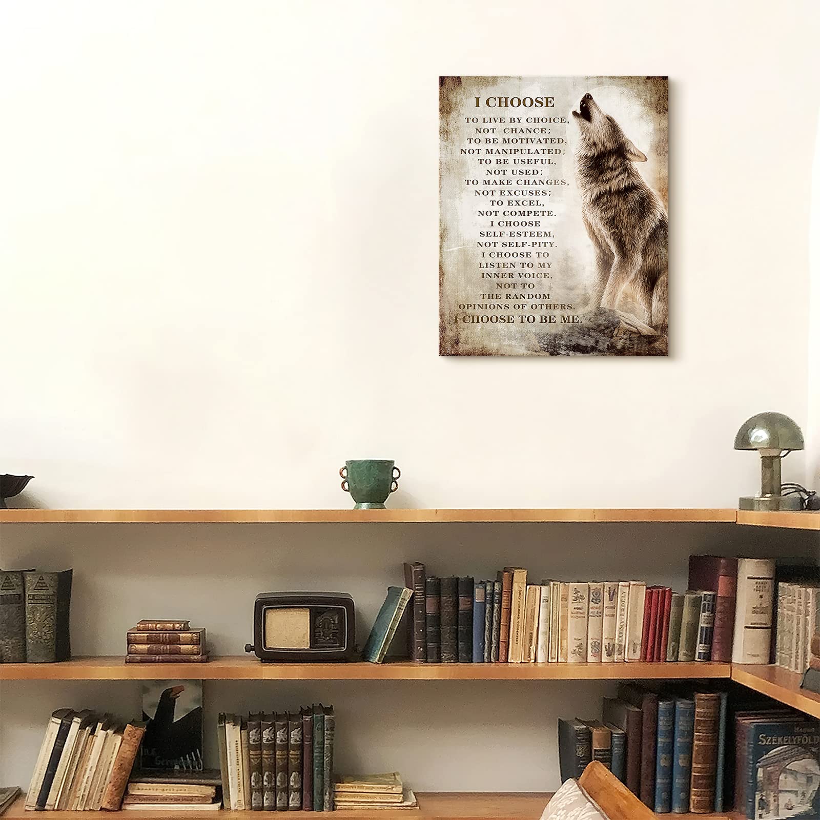 Motivational Wolf Canvas Wall Art Christian Wolf Gift For Men Picture Wall Decor Inspirational Quotes Painting Framed Modern Art