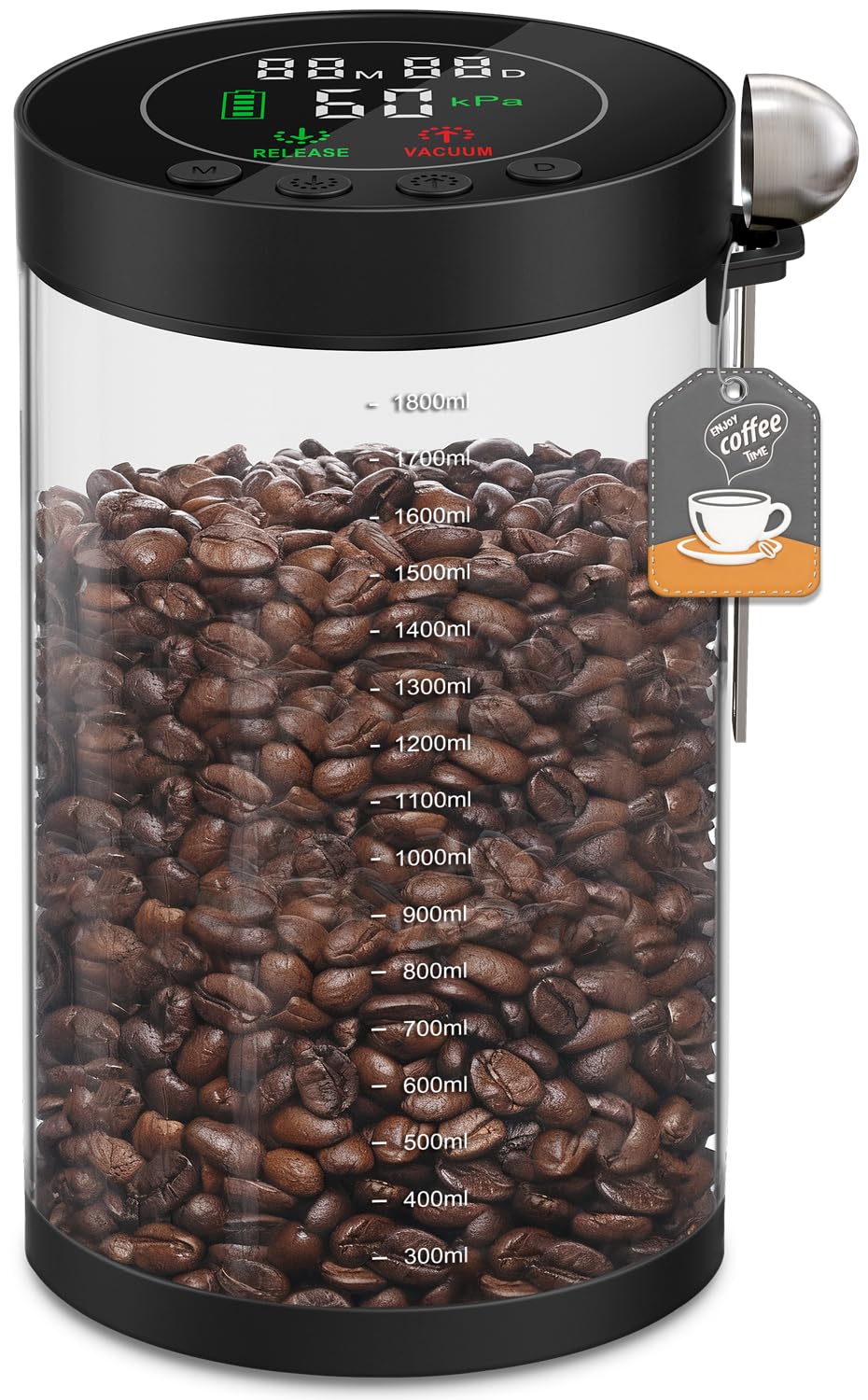 Zdxbo 2.0L Glass Coffee Bean Container