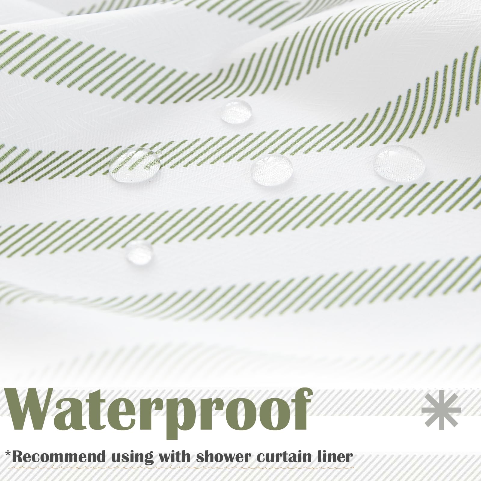Jinchan Green And White Striped Shower Curtain Fabric Shower Curtain For Bathroom Modern Shower Curtain Spring Waterproof In Bat