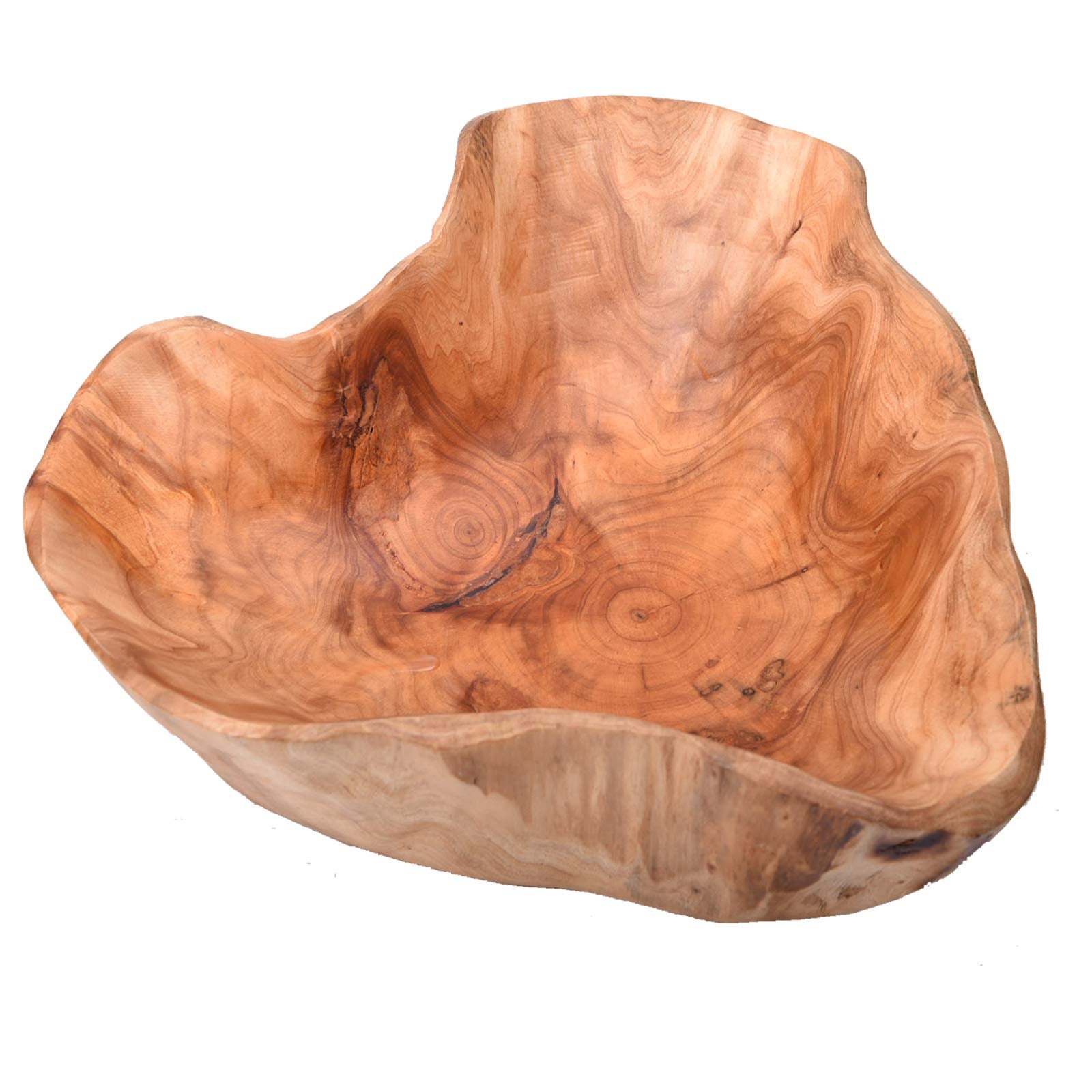 Kidybell Wood Bowl(12''-14''),Handmade Natural Root Carving Bowl Fruit Salad Bowl Creative Wooden Bowl
