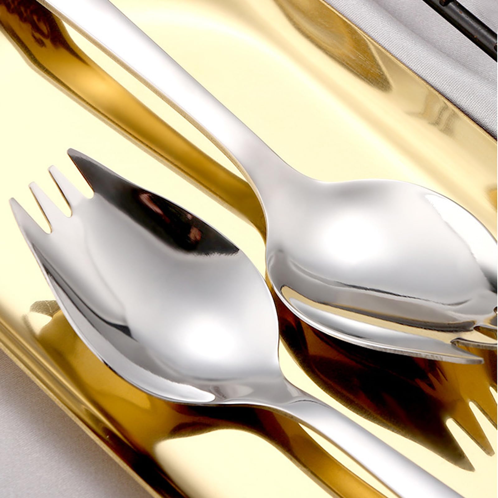 Iqcwood Sporks, 4-Pack 18/10 Spork Stainless Steel, Metal Spork For Everyday Household Use, 7.4-Inch Long Handle Dessert Ice Cre