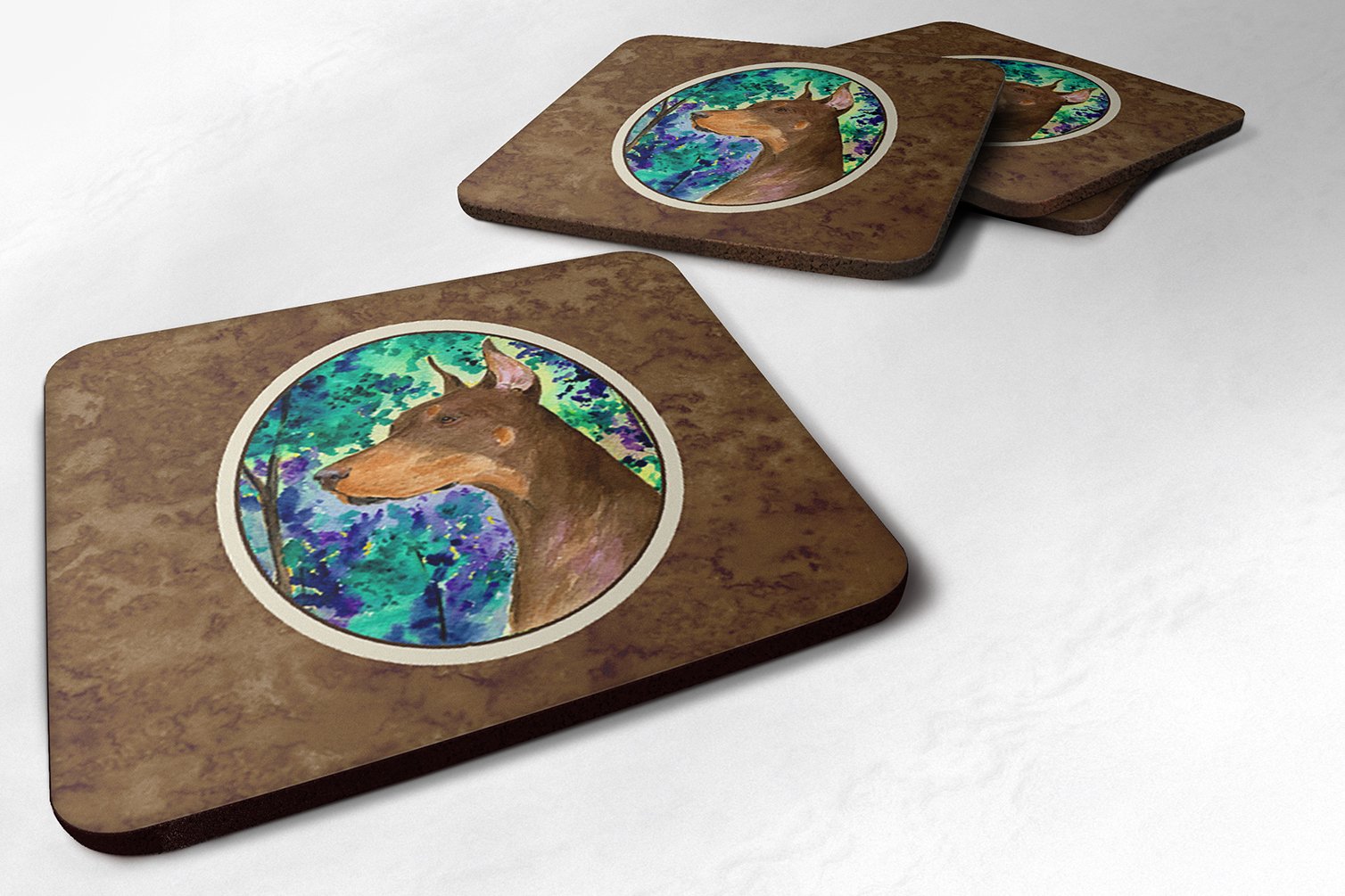 Carolines Treasures Doberman Foam Coasters (Set of 4), 3.5 H x 3.5 W, Multicolor