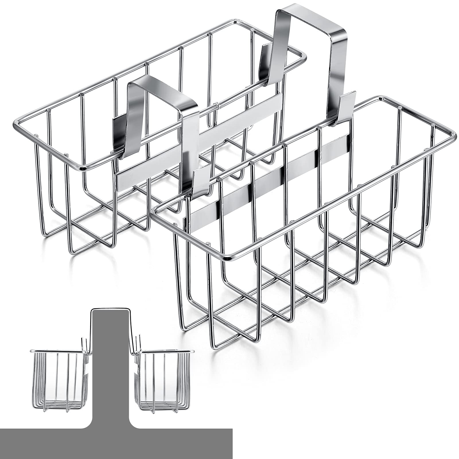 Hotop 2 Pieces Sponge Holder Kitchen Sink Caddy Metal Sink Organizer Basket For Scrubber Soap Towel Brush Dishwashing Liquid Dra