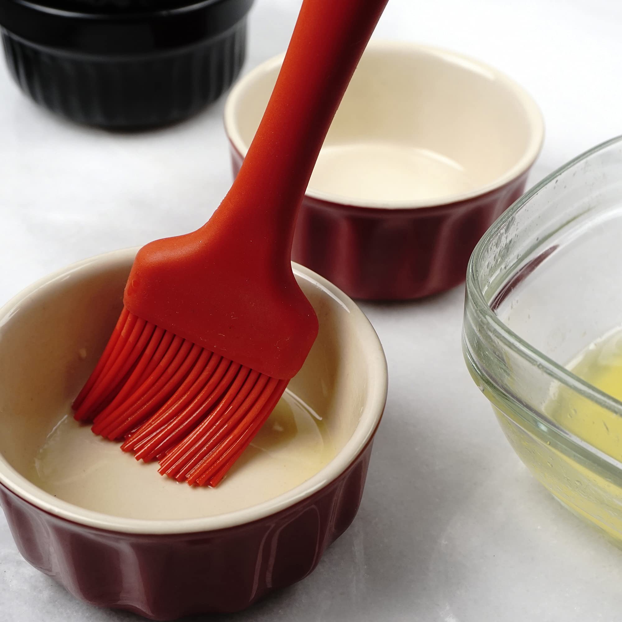 Rsvp International Silicone Basting Brush, Red, 8.75'' | Gently Spreads Butter, Sauces, Marinades, & More | Dishwasher Safe & He