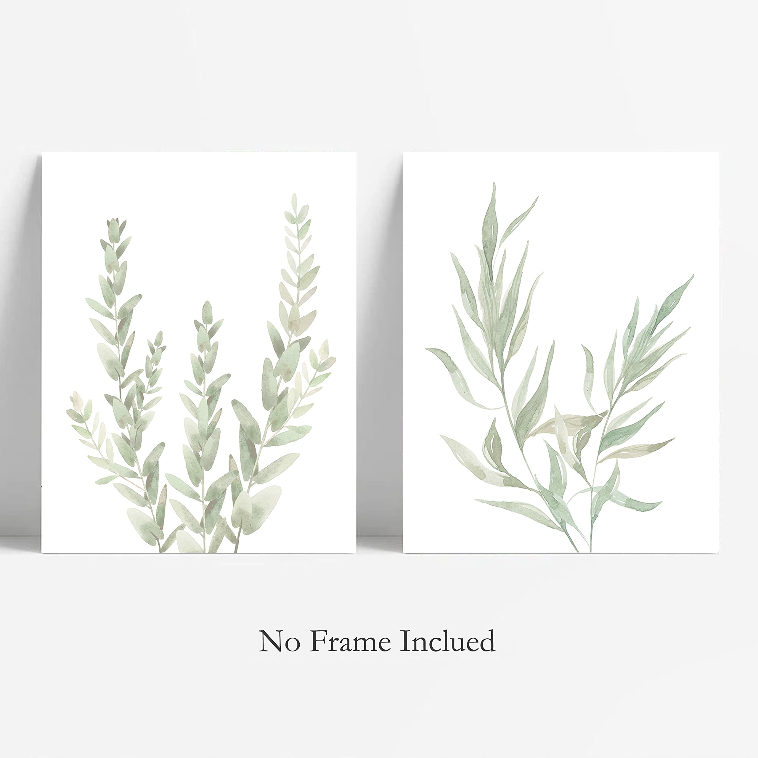Howwii Botanical Boho Wall Art Prints, Set of 4 Eucalyptus Decor, Unframed 8"x10", Green Watercolor for Bedroom/Office