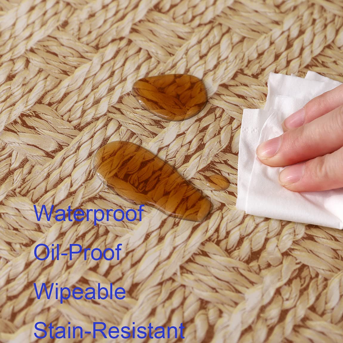 Round Vinyl Fitted Tablecloth With Flannel Backing Elastic Edge Design Table Cover Waterproof Oil-Proof Pvc Table Cloth Stain-Re
