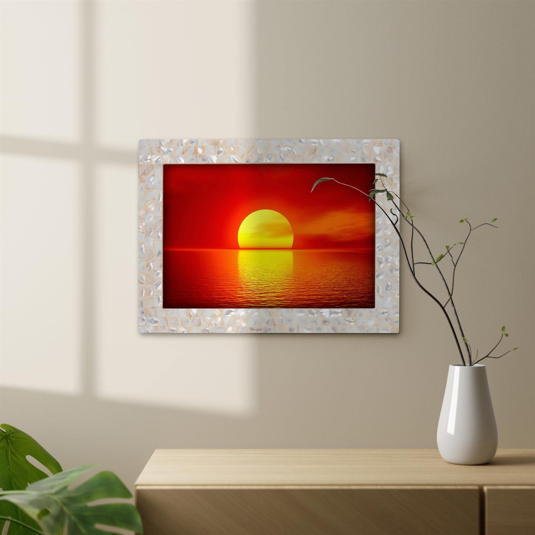 Handicrafts Home 8.3x11 Picture Frame Mother of Pearl Collection- Handcrafted Small Frame for Living Room, Wall Decor, Office De