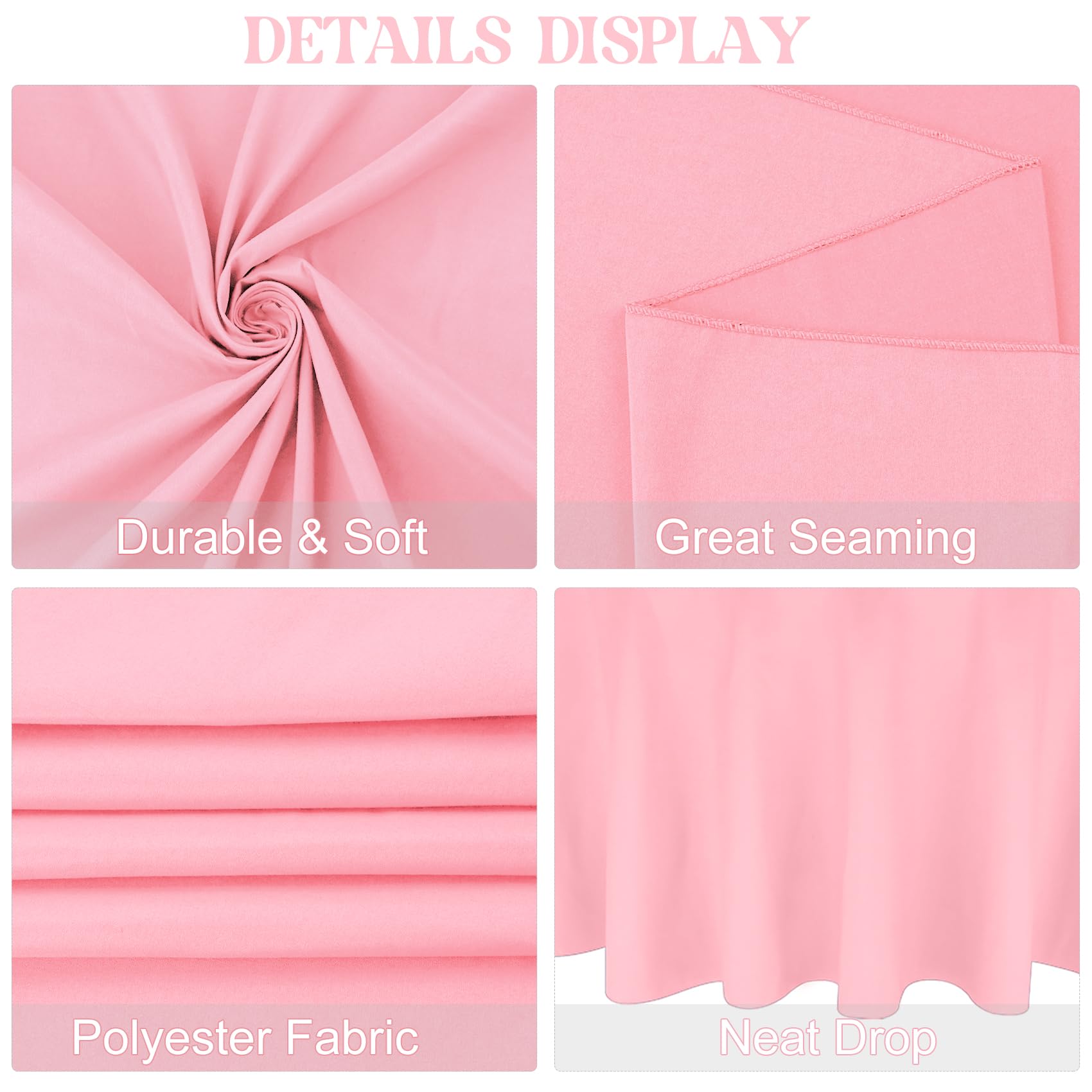 Jalancy 4 Pack Round Tablecloth 90 Inch Polyester Round Table Cloth Pink Tablecloths For Round Tables Washable Fabric Table Cove
