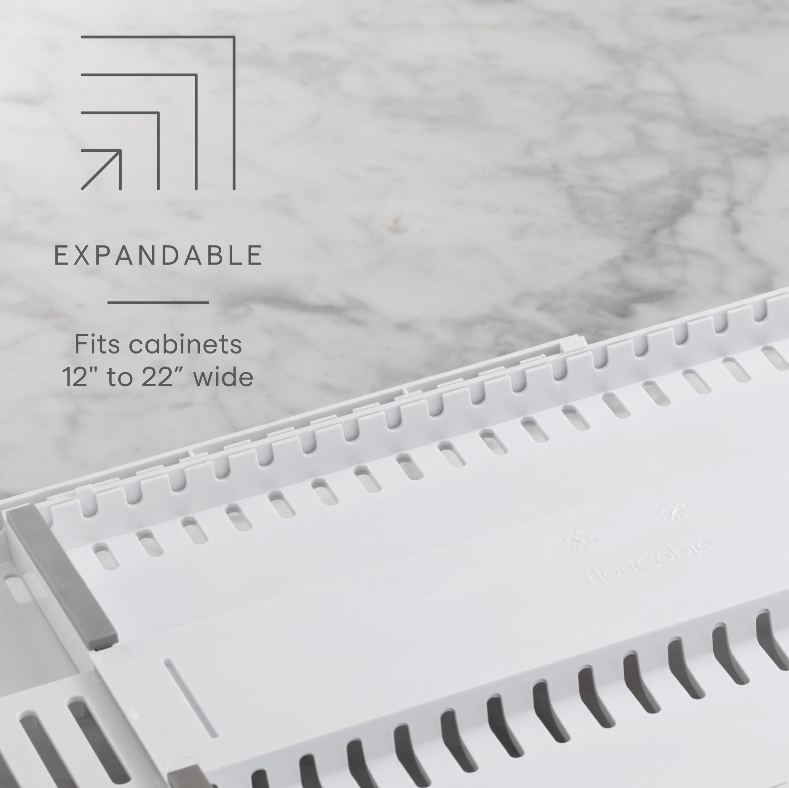 Youcopia Storemore Expandable Cookware Rack Adjustable Pan Organizer For Kitchen Cabinet Storage, White