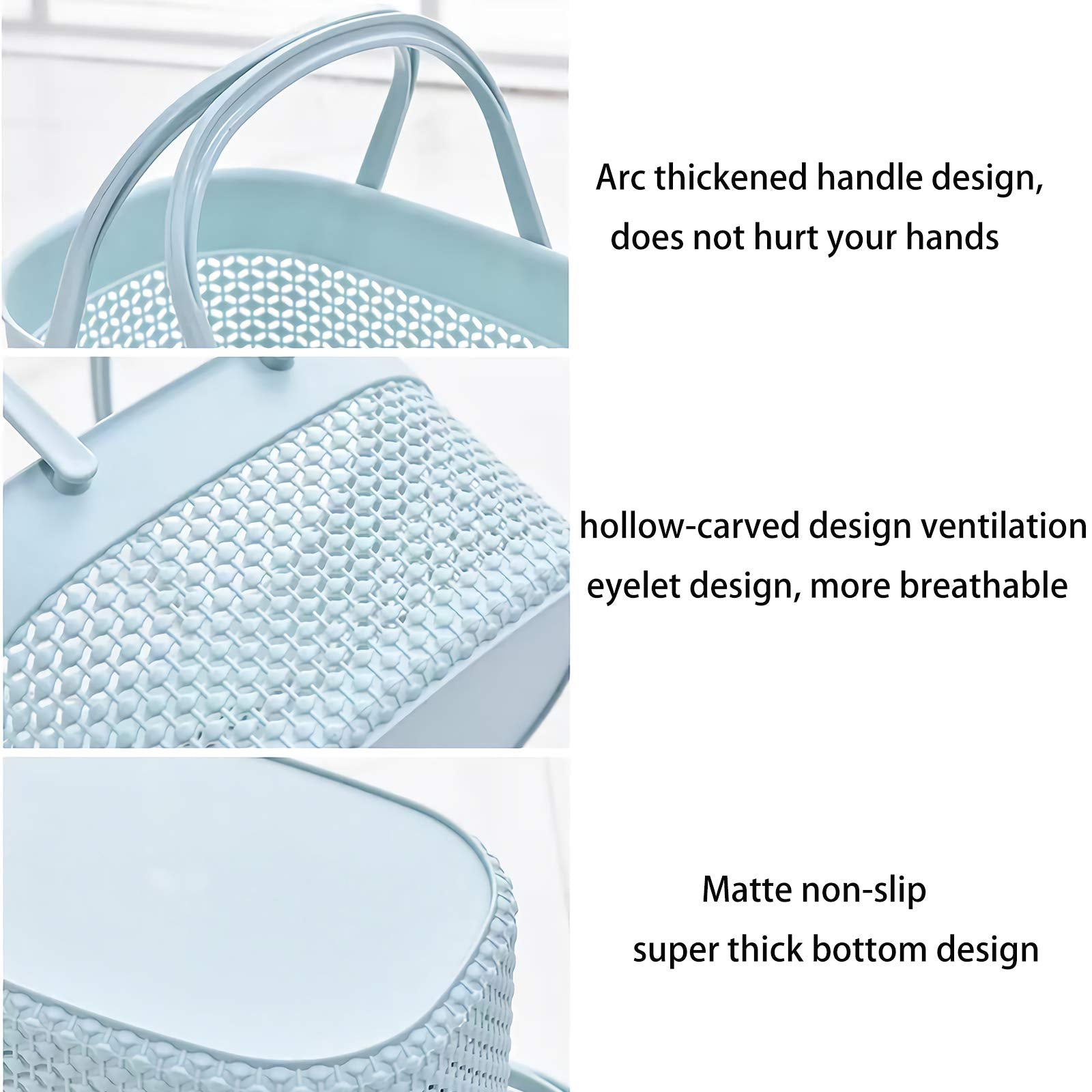 rejomiik Portable Shower Caddy Basket  Plastic Organizer Storage Tote with Handles Toiletry Bag Bin Box for Bathroom  College Dorm Room Essentials  Kitchen  Camp  Gym  Blue