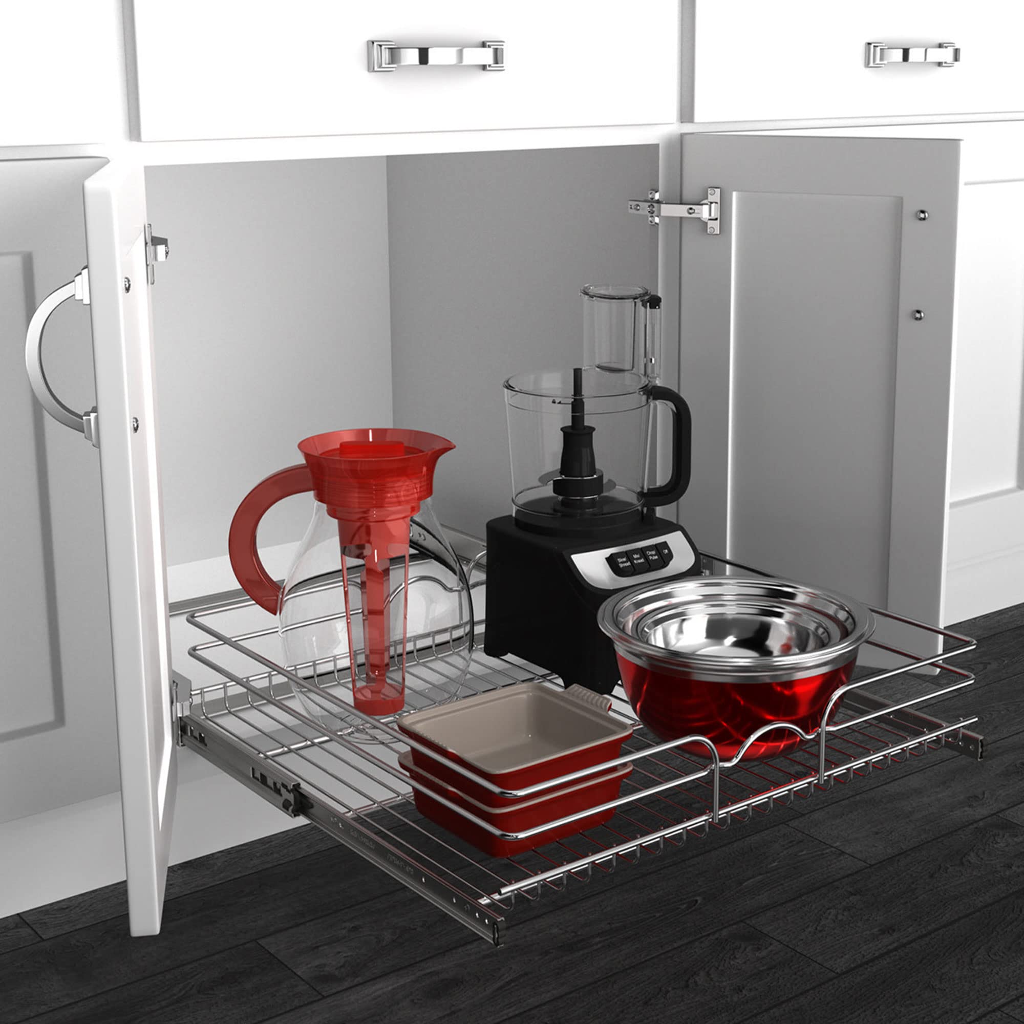 Rev-A-Shelf Kitchen Cabinet Pull Out Shelf And Drawer Organizer Slide Out Pantry Storage Basket In Multiple Sizes, 24 X 22 In, 5