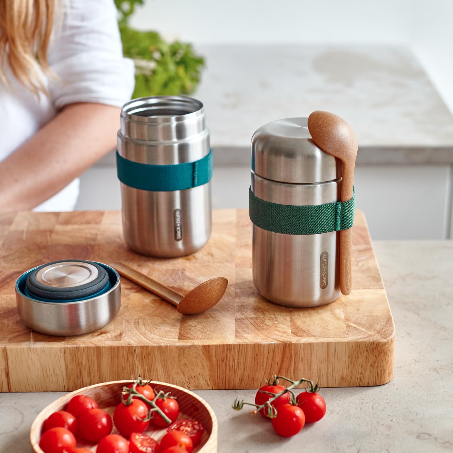 Black + Blum Vacuum Food Flask | Leak Proof Insulated Stainless Steel Lunch Container With Ladle Spoon For Hot And Cold Food | T