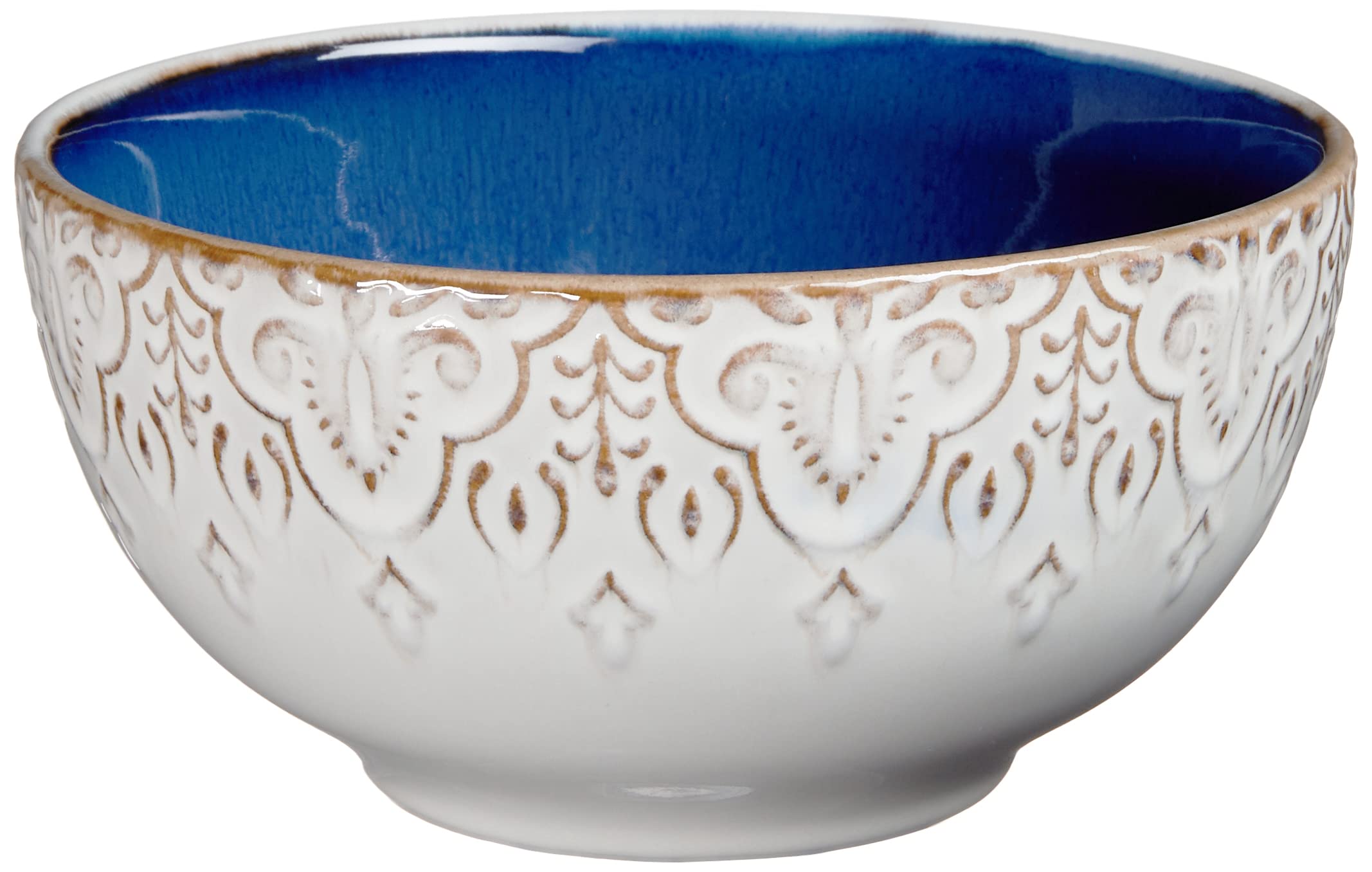 American Atelier Round Dinnerware Sets | Blue Kitchen Plates, Bowls, and Mugs | 16 Piece Stoneware Granada Collection | Dishwash