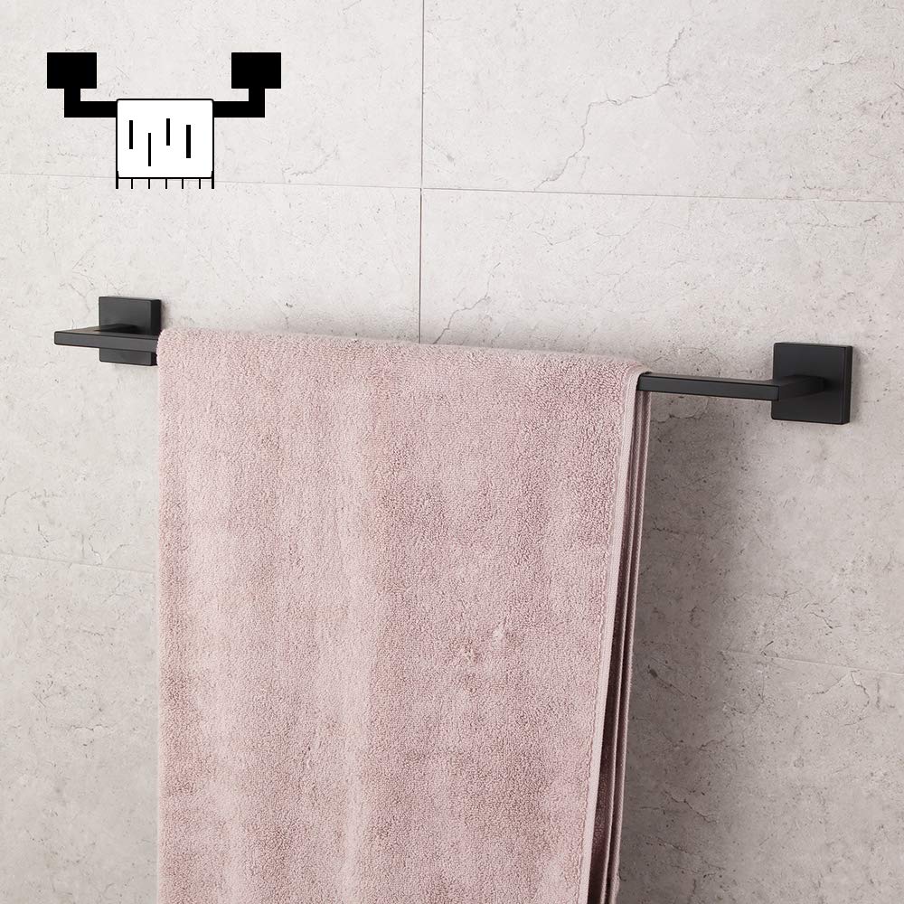 Gerzwy 18-Inch Bathroom Towel Bar Sus 304 Stainless Steel Bath Towel Bar Matte Black Modern Square Style Wall Mount Ig1802C45-Bk