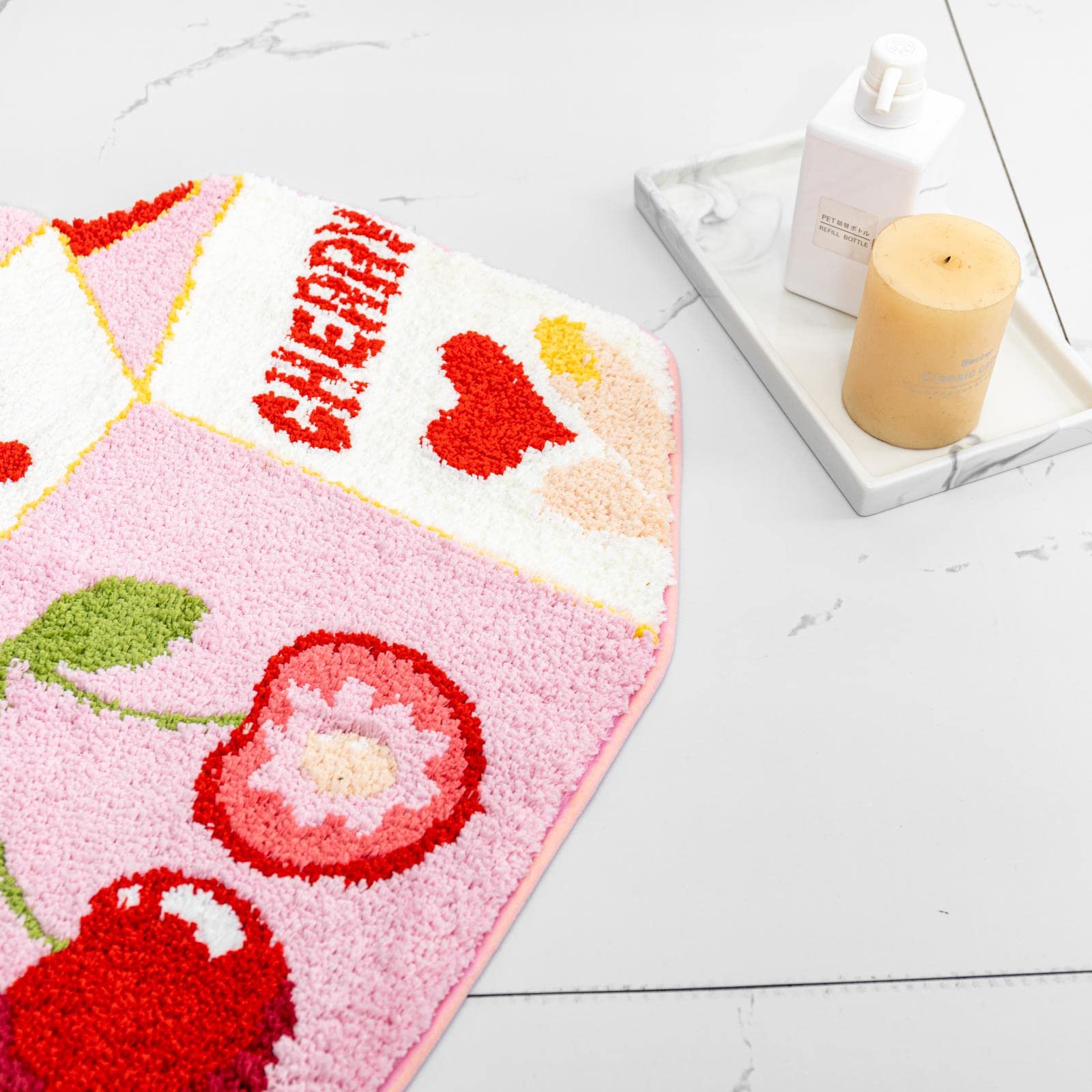 Fruit Cherry Bath Mat For Bathroom Cute Pink Bathroom Mats Non Slip Fruit Bath Mat Milk Cartoon Plush Shower Rug Absorbent Decor