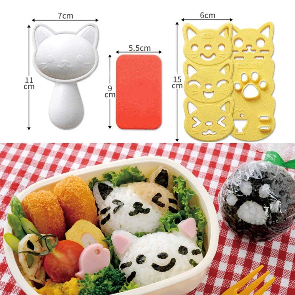Fellibay Bento Accessories Sushi Mold Rice Ball Mold Cartoon Cat Pattern Sushi Bento Nori Kitchen Rice Decor Kits Sandwich Diy K