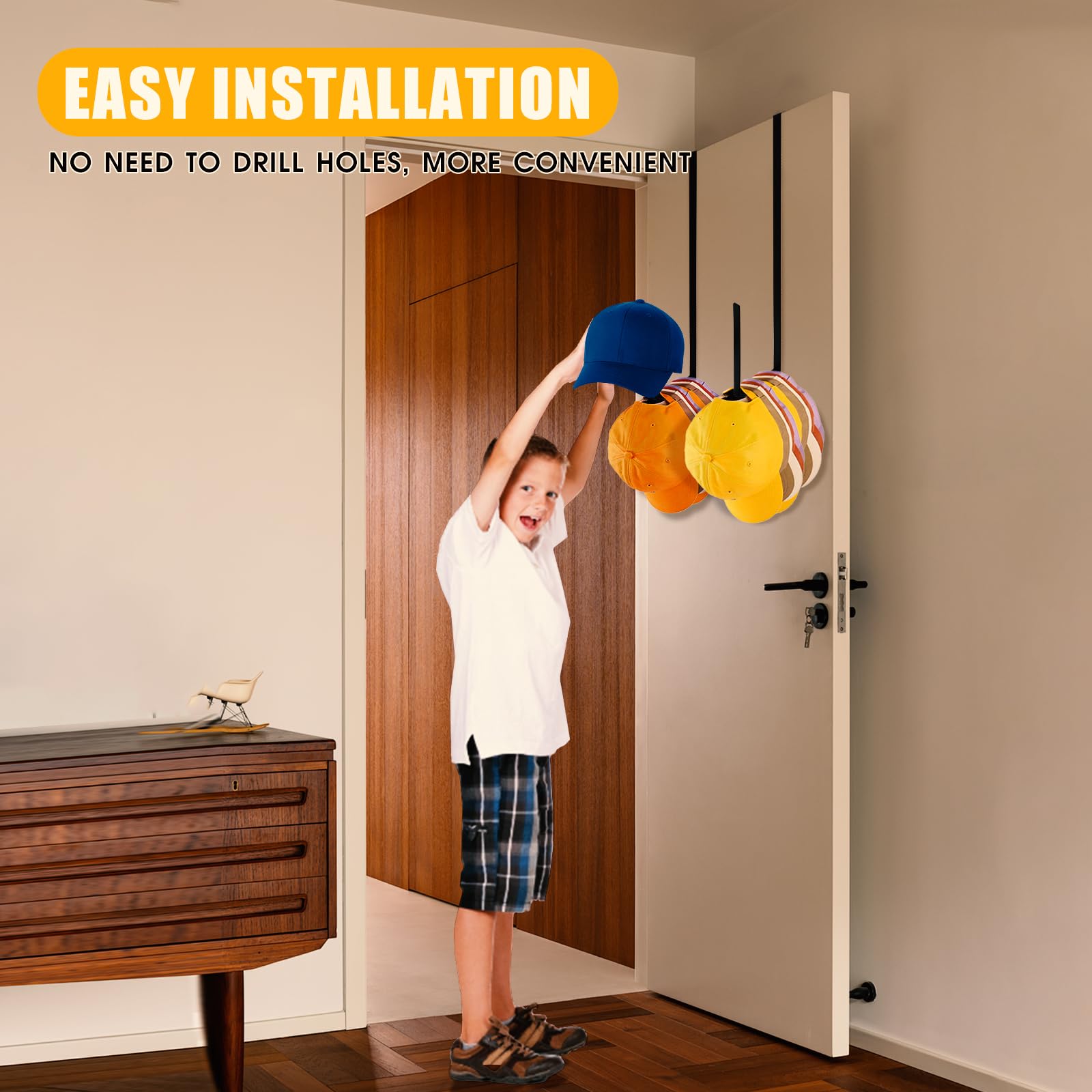 Little Joke Hat Rack For Door, 2-Pack Over The Door Hat Organizer For Baseball Caps, Metal Hat Hook Hold 15 Hats, No Damage Hat