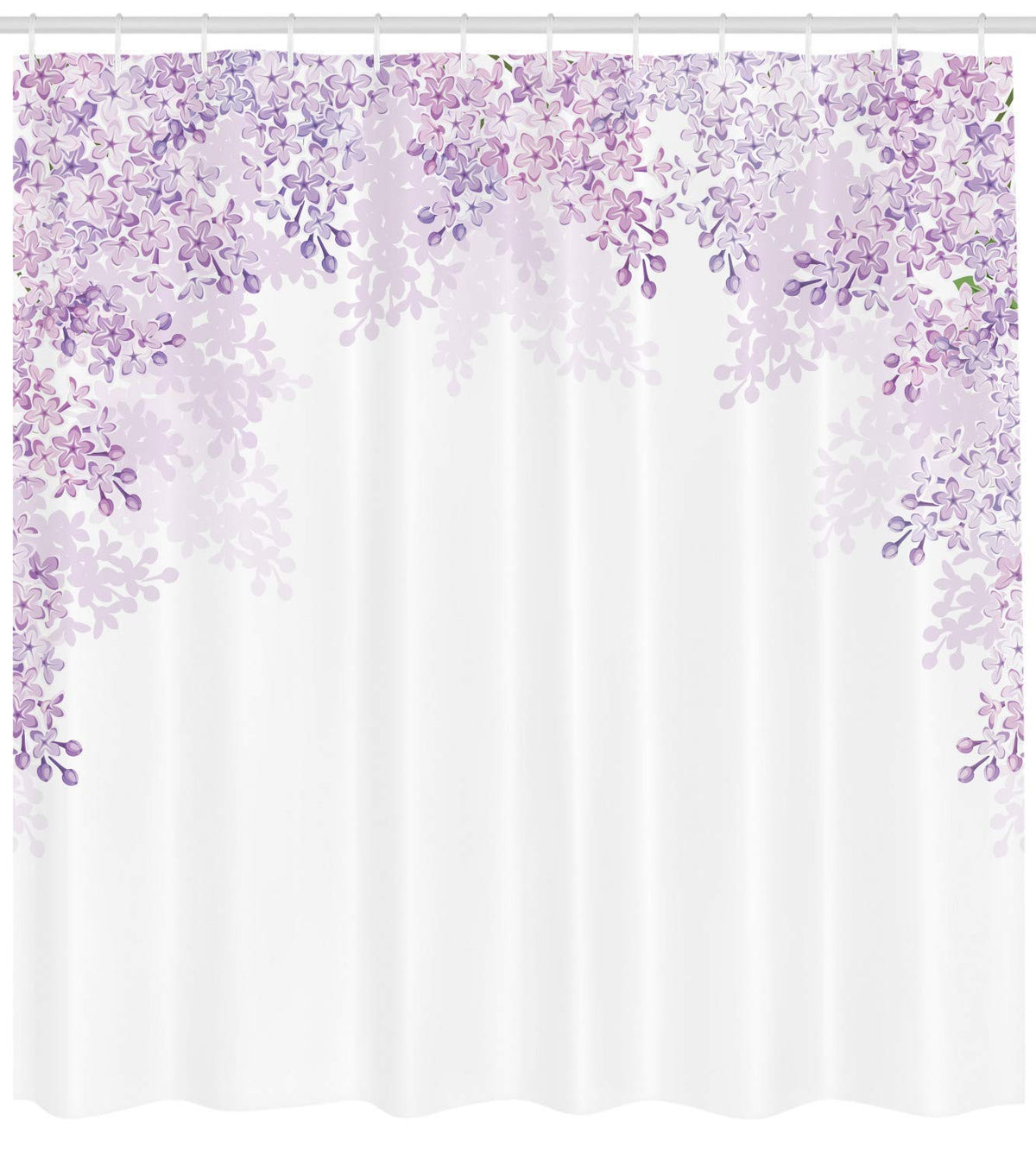 Ambesonne Flower Shower Curtain, Framing Lilac Flowers In Blossom Vernal Season Soothing Color Shades, Cloth Fabric Bathroom Dec