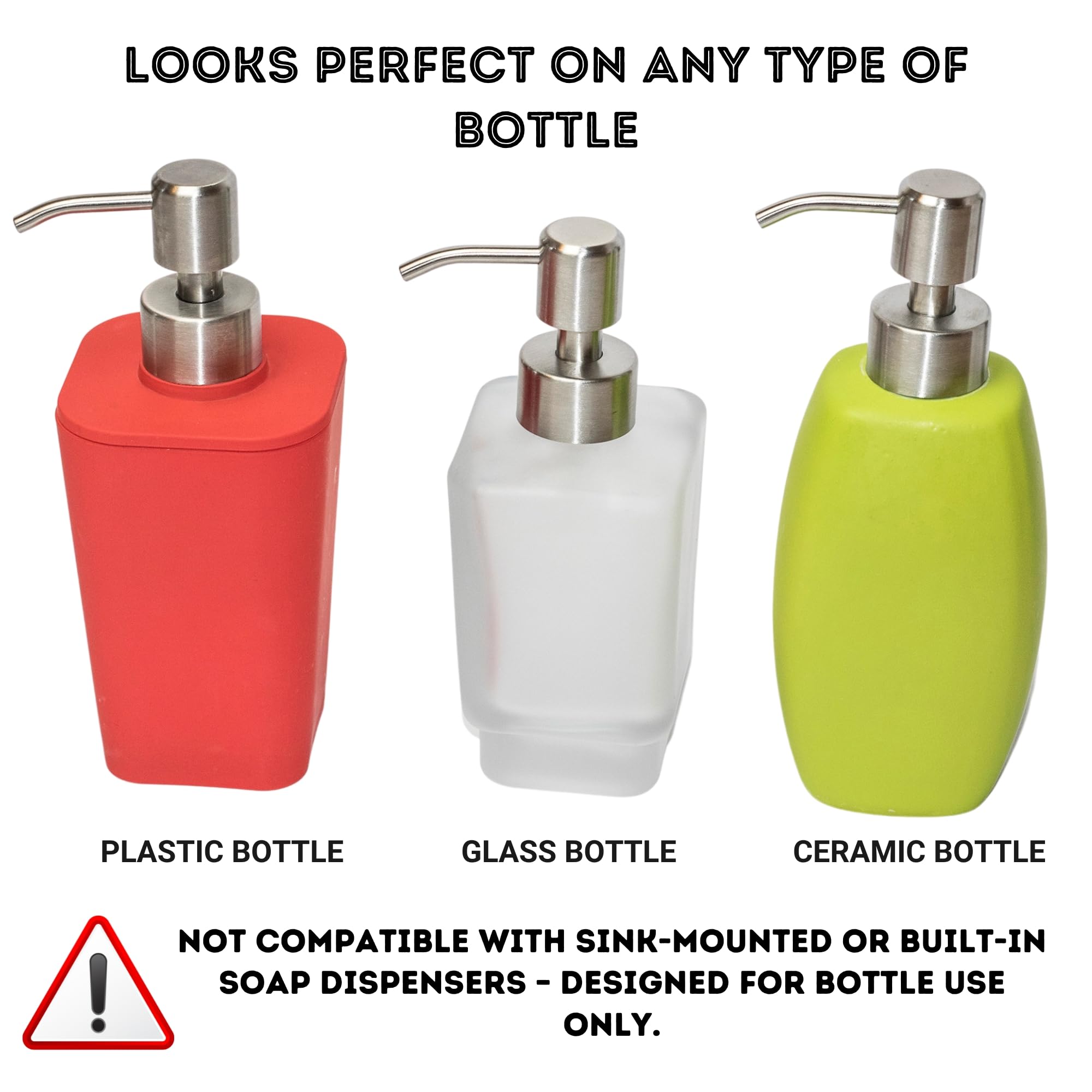 Kapitan Soap Dispenser Pump Head Replacement Spare for Standard 28400 (26 mm - 28mm  102 in-110 in) Neck Size  Stainless Steel Brushed Finish