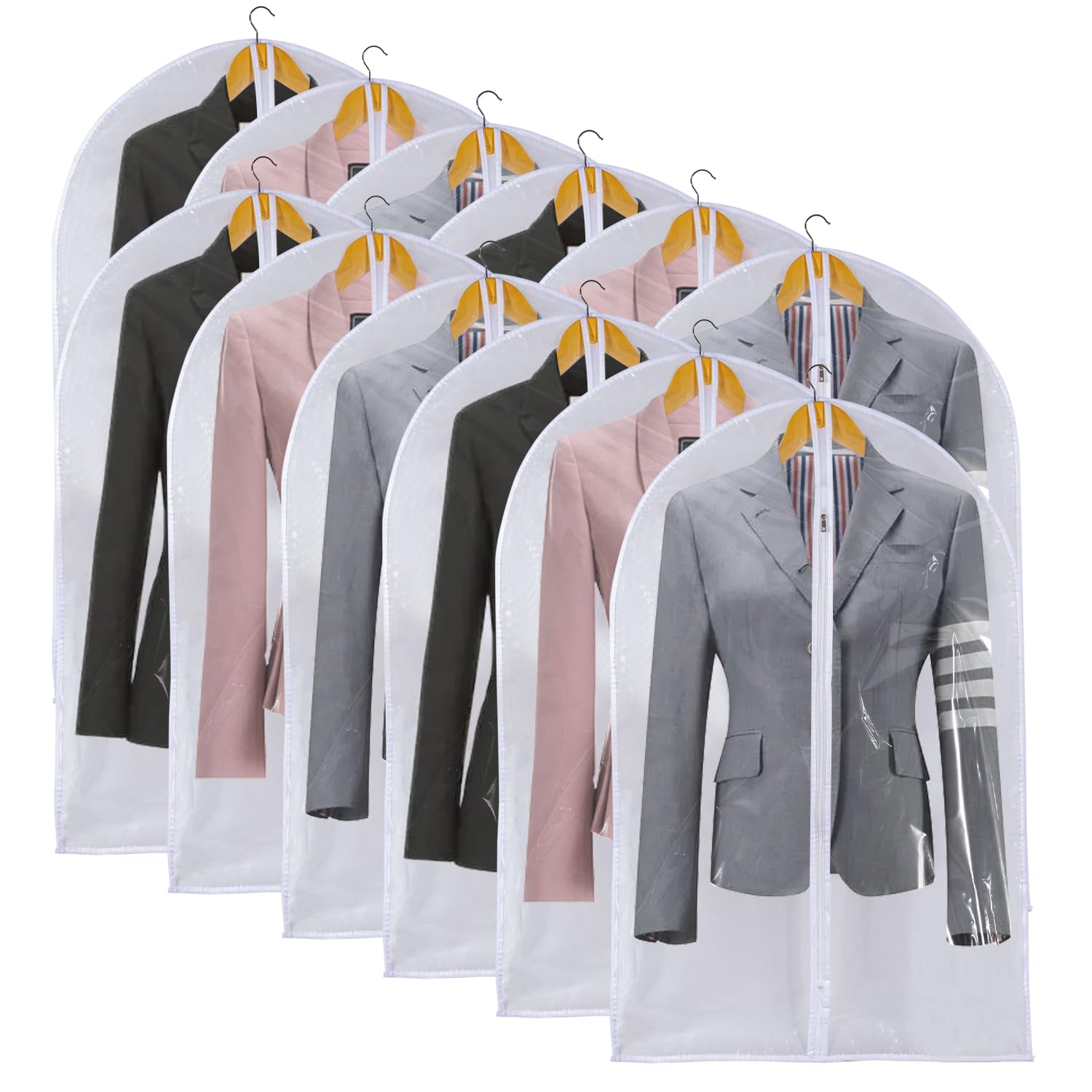 Clear Garment Bags For Hanging Clothes, 36'' Women Suit Bags, Plastic Garment Bags For Closet Storage, Suit Cover Bags With Zipp