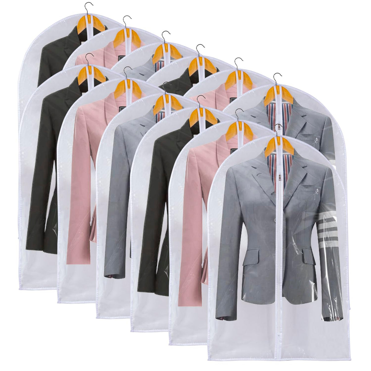 Clear Garment Bags For Hanging Clothes, 36'' Women Suit Bags, Plastic Garment Bags For Closet Storage, Suit Cover Bags With Zipp