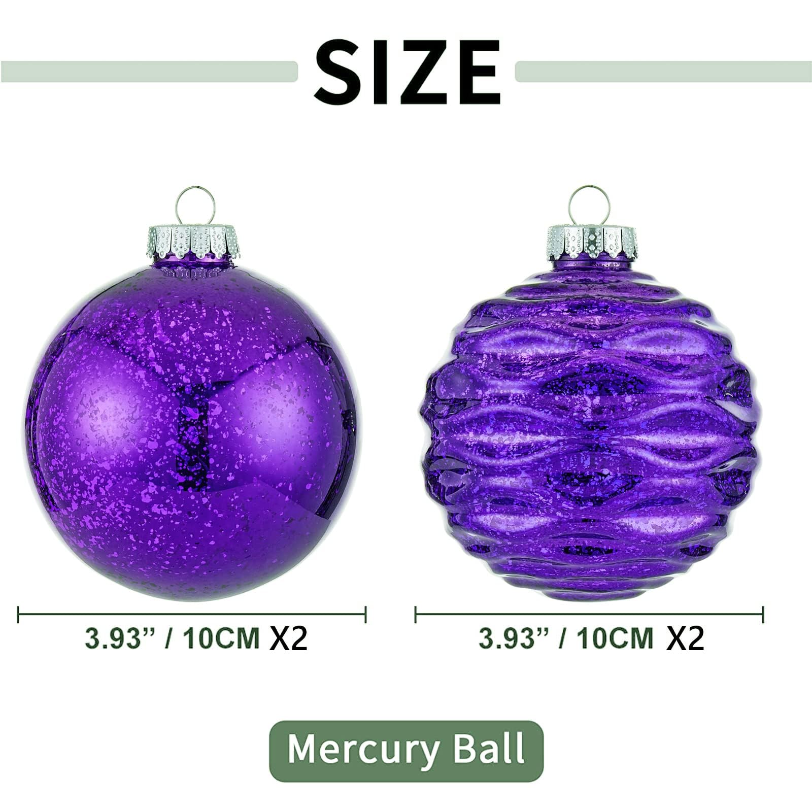 Large Christmas Ball Ornaments, Oversized Shatterproof Plastic Decorative Hanging Mercury Ornaments Ball for Xmas Holiday Party