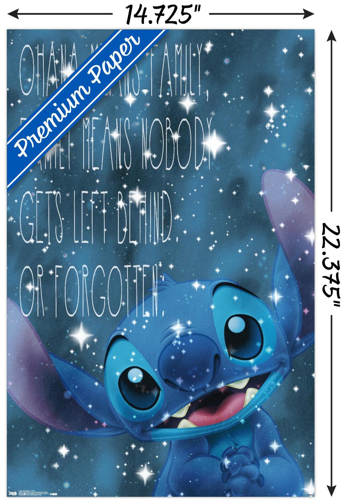 Trends International Disney Lilo And Stitch - Ohana Wall Poster, 14.725'' X 22.375'', Premium Poster & Mount Bundle