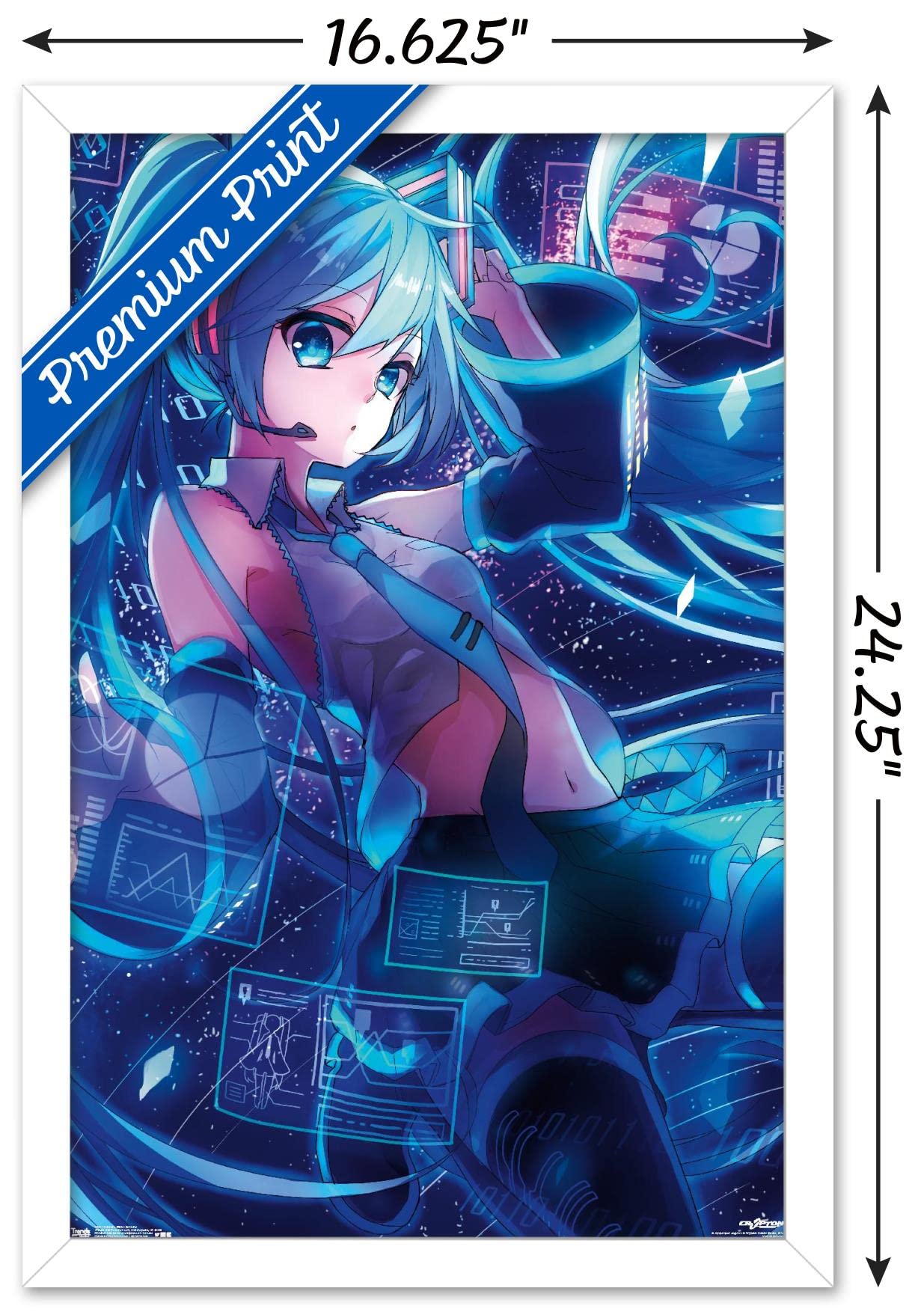 Trends International Hatsune Miku - Screens Wall Poster, 14.725'' X 22.375'', White Framed Version