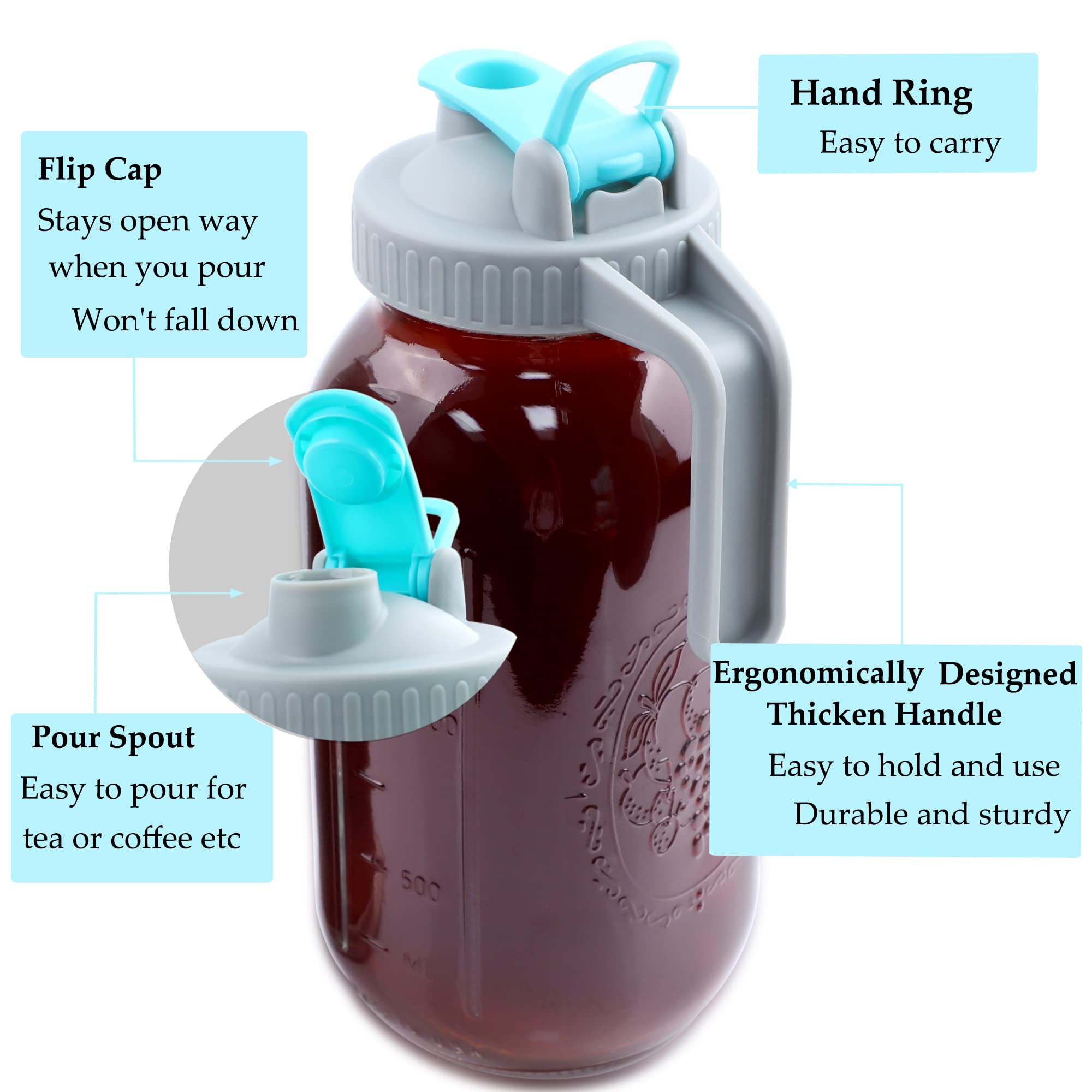 Gmsweet Mason Jar Cold Brew Coffee Maker 64 Oz (2 Quart) Wide Mouth Cold Brew Pitcher With Brew Filter For Coffee, Iced Tea, Sun