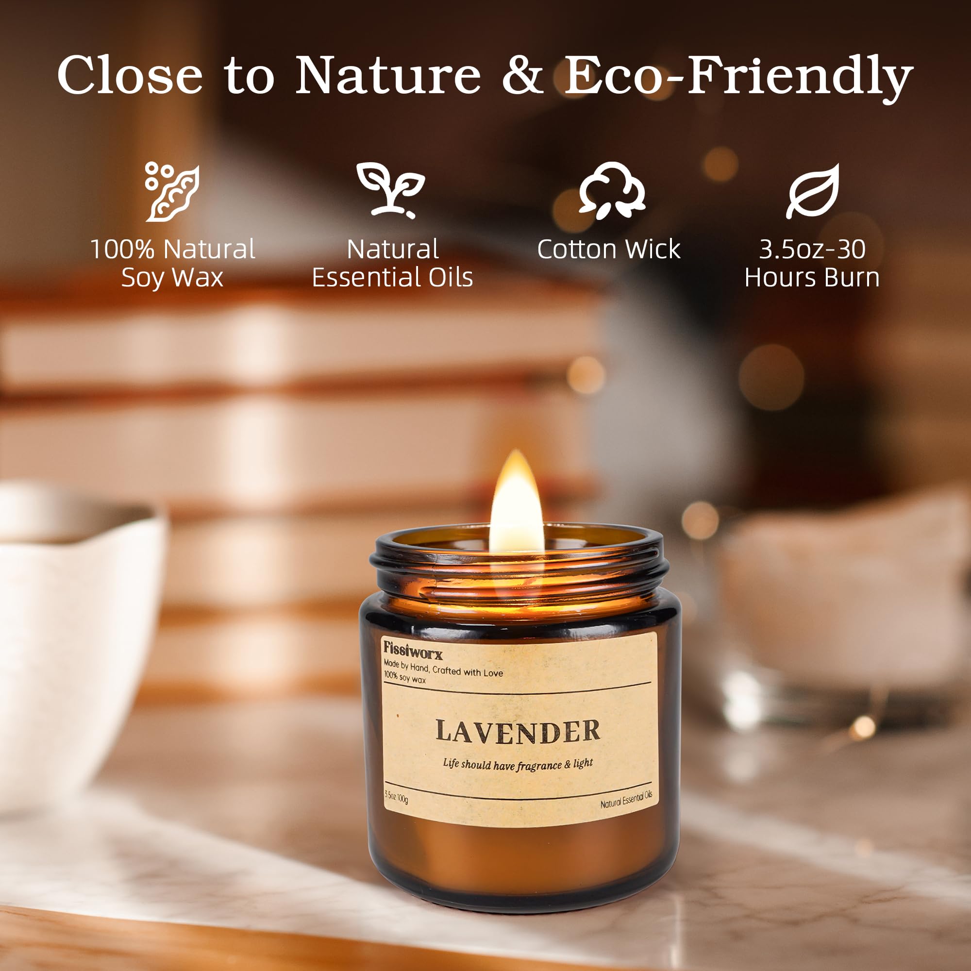 9 Pack Soy Candles for Home Scented | Grapefruit/Lemon Citrus/Bergamot Aromatherapy Candle Set in Amber Jar, Natural Scented Can