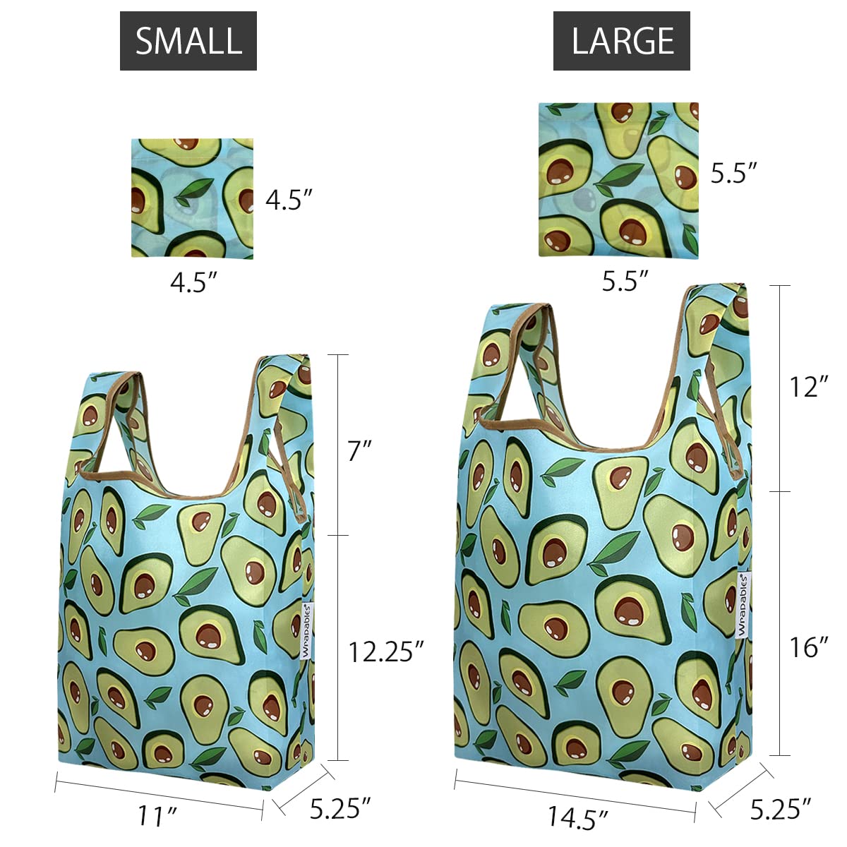 Wrapables Jolibag Collection Reusable Shopping Bag (Set Of 2), Avocado