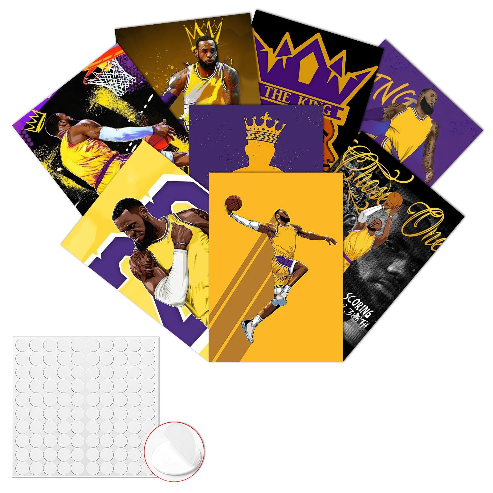Babymiu Sports James Basketball Wall Poster 8-Pack 11.5 X 16.5 Inch,Basketball Gifts Merch Party Supplies Unframed Version Hd Pr