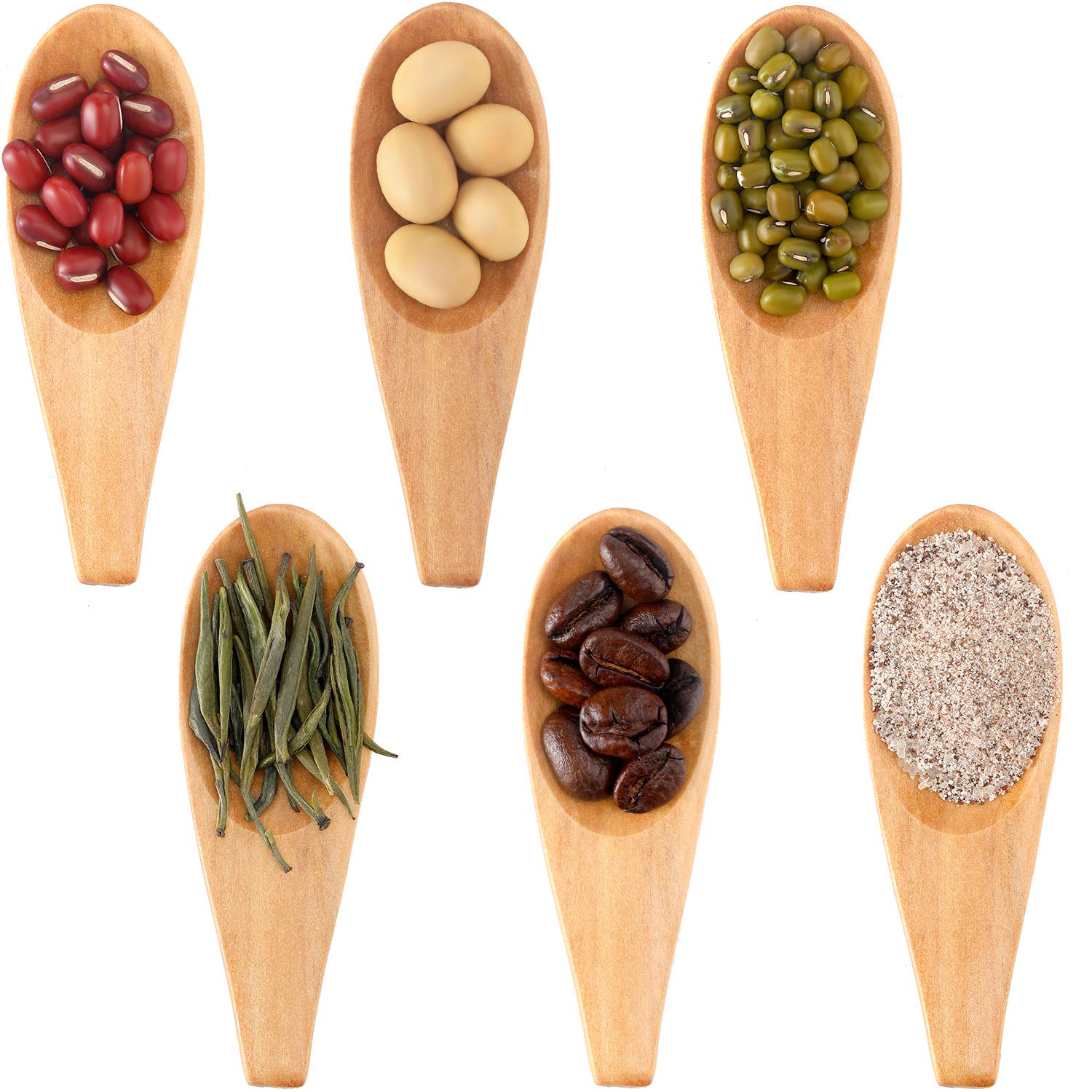 10 Pieces Wooden Scoop Solid Wood Condiment Spoon Mini Wood Spoon With Short Handle For Loose Tea Leaves, Coffee Bean, Candy, Mi
