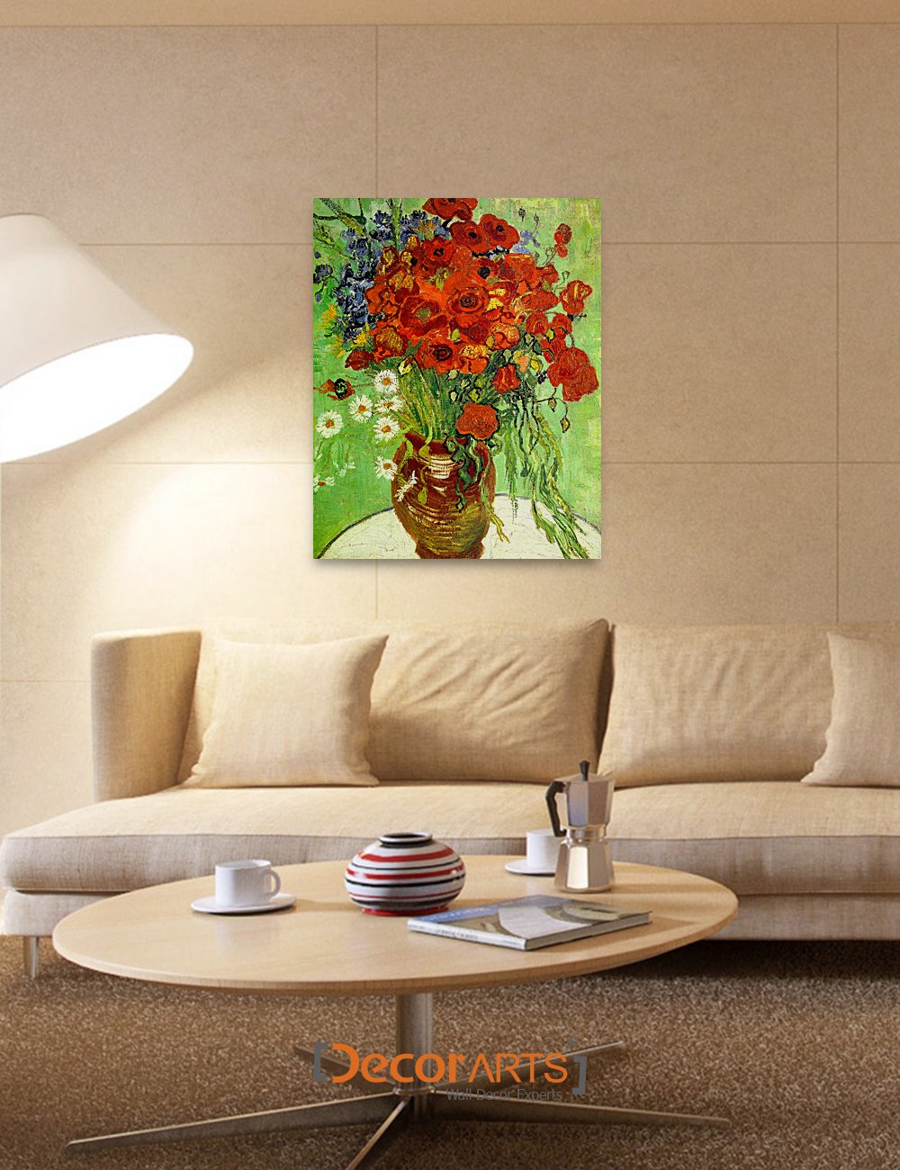 Decorarts - Red Poppies And Daisies, Vincent Van Gogh Reproductions. Giclee Canvas Print Wall Art For Home Wall Decor. 24X30X1.5