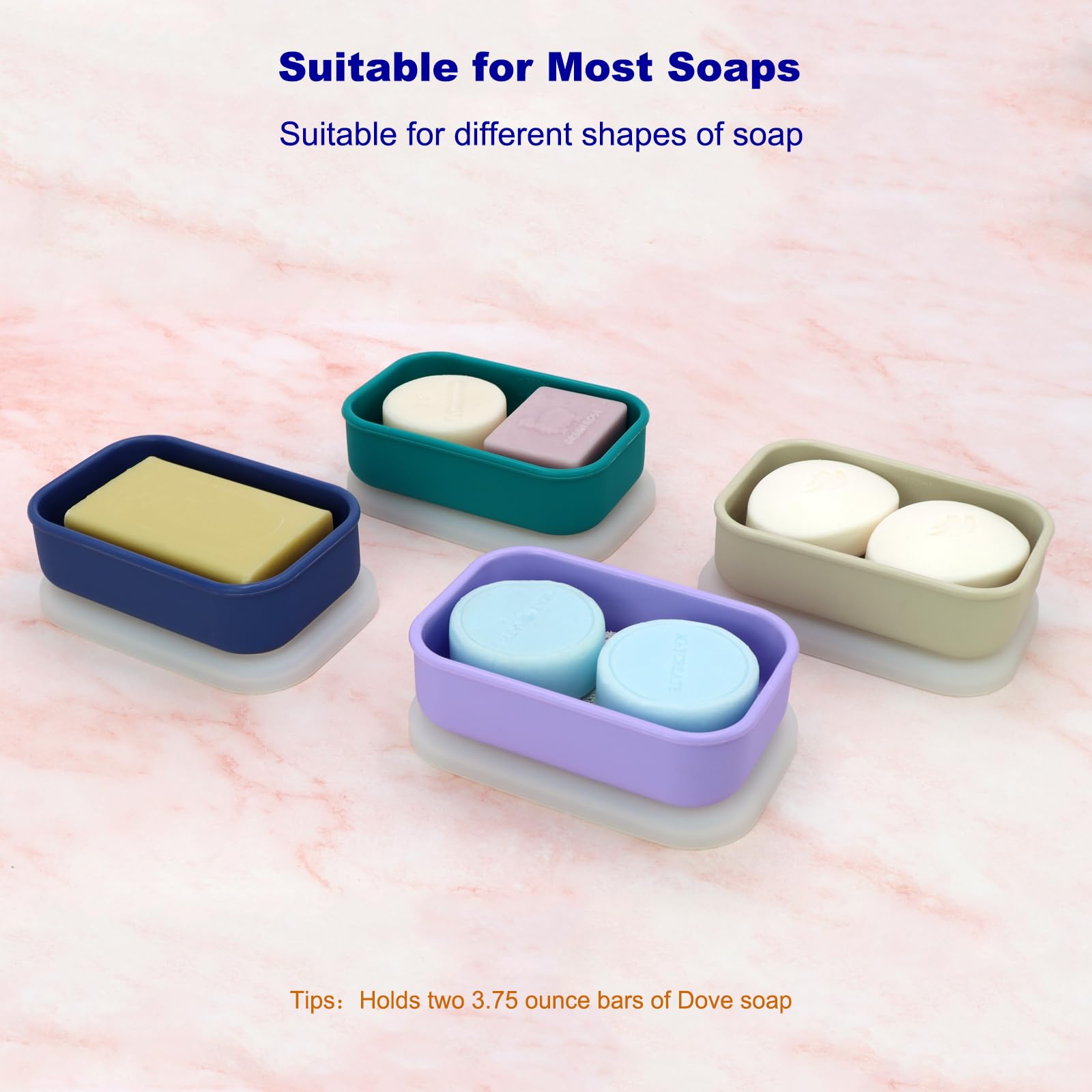 Leak Proof Travel Soap Case,Solid Shampoo Bar Holder, Silicone Soap Container With Draining Layer, Portable Bar Soap Holder For