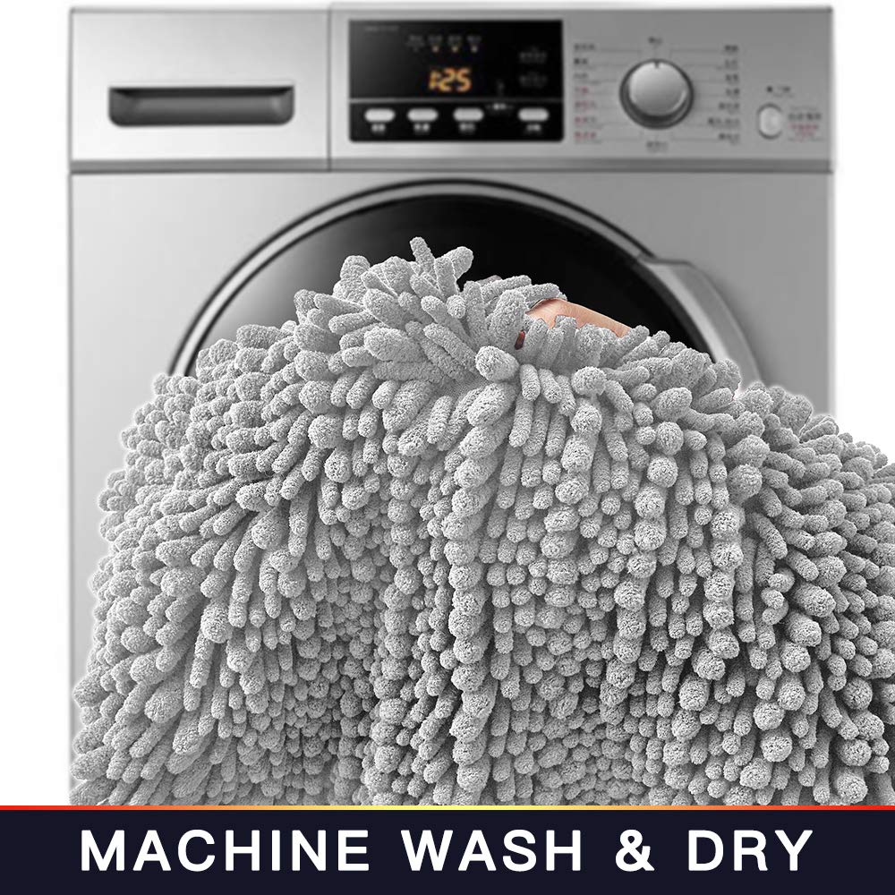 Walensee Large Bathroom Rug Non Slip Bath Mat (72X24 Inch Light Grey) Water Absorbent Super Soft Shaggy Chenille Machine Washabl