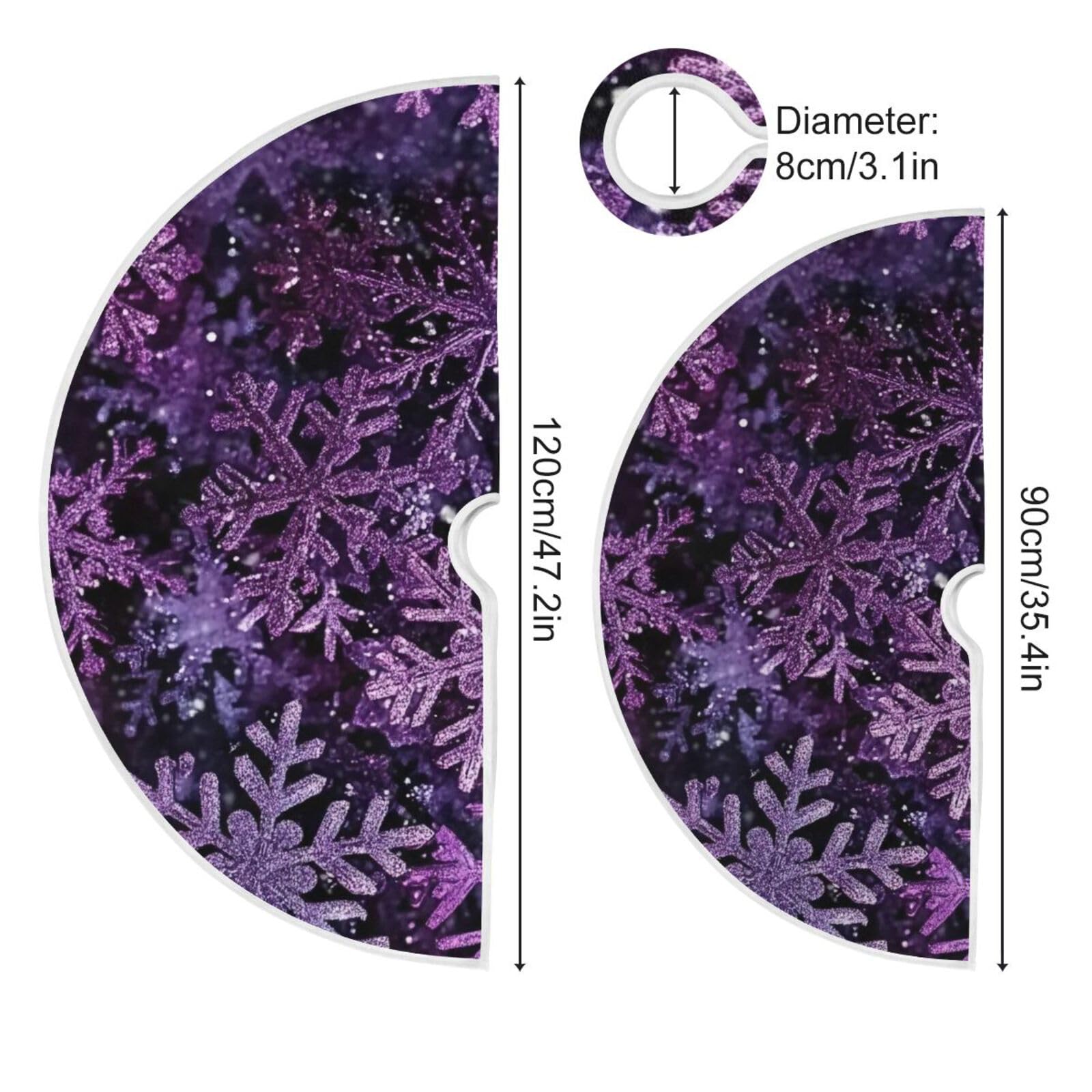 Vozoza Christmas Purple Snowflake Party Tree Skirt, Seasonal Tree Mat Holiday Party Supplies Ornaments Indoor Outdoor Decoration