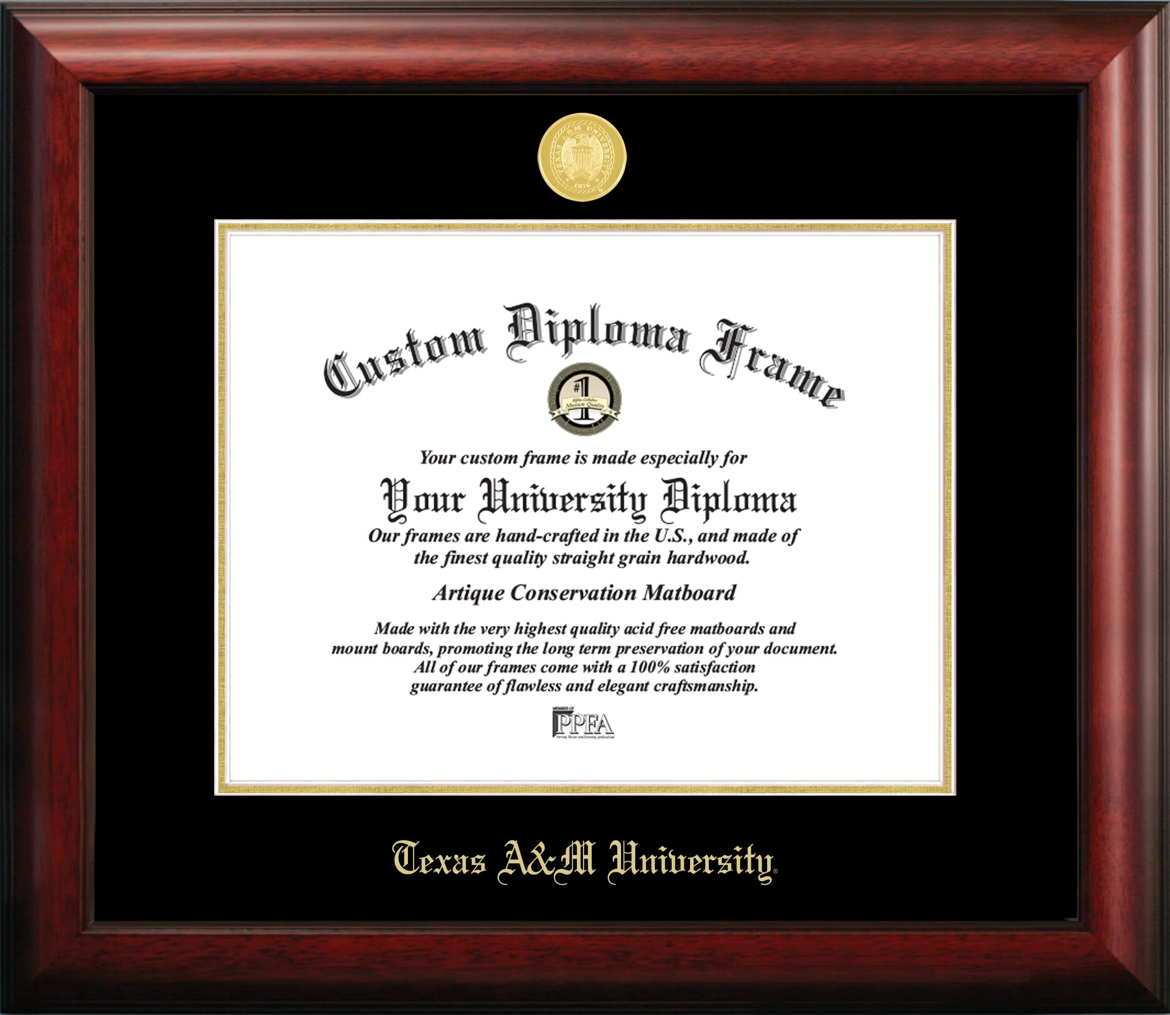 Campus Images Tx953Ged Texas A&M University 14W X 11H Gold Embossed Diploma Frame, 12.5'' X 16''